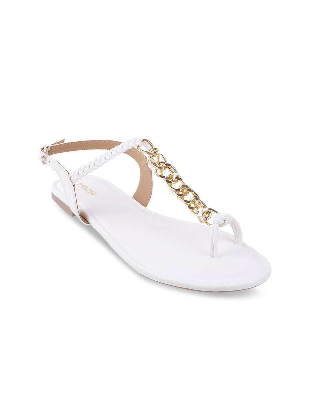 mochi women white t-strap flats