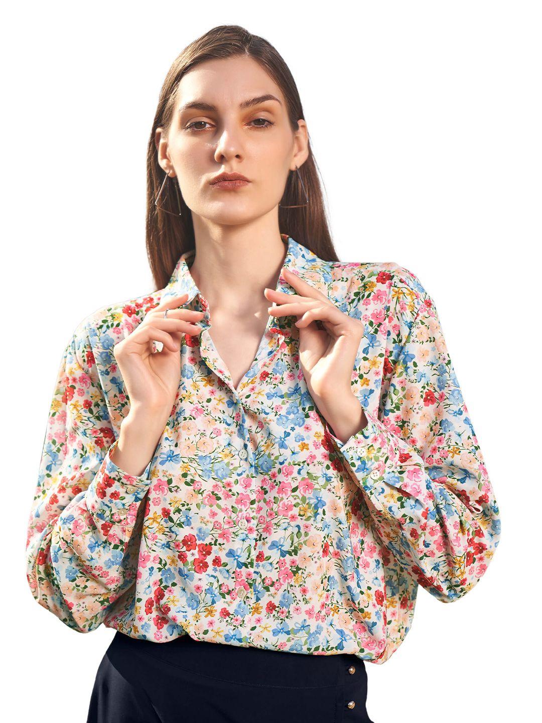 neofaa women floral printed casual shirt