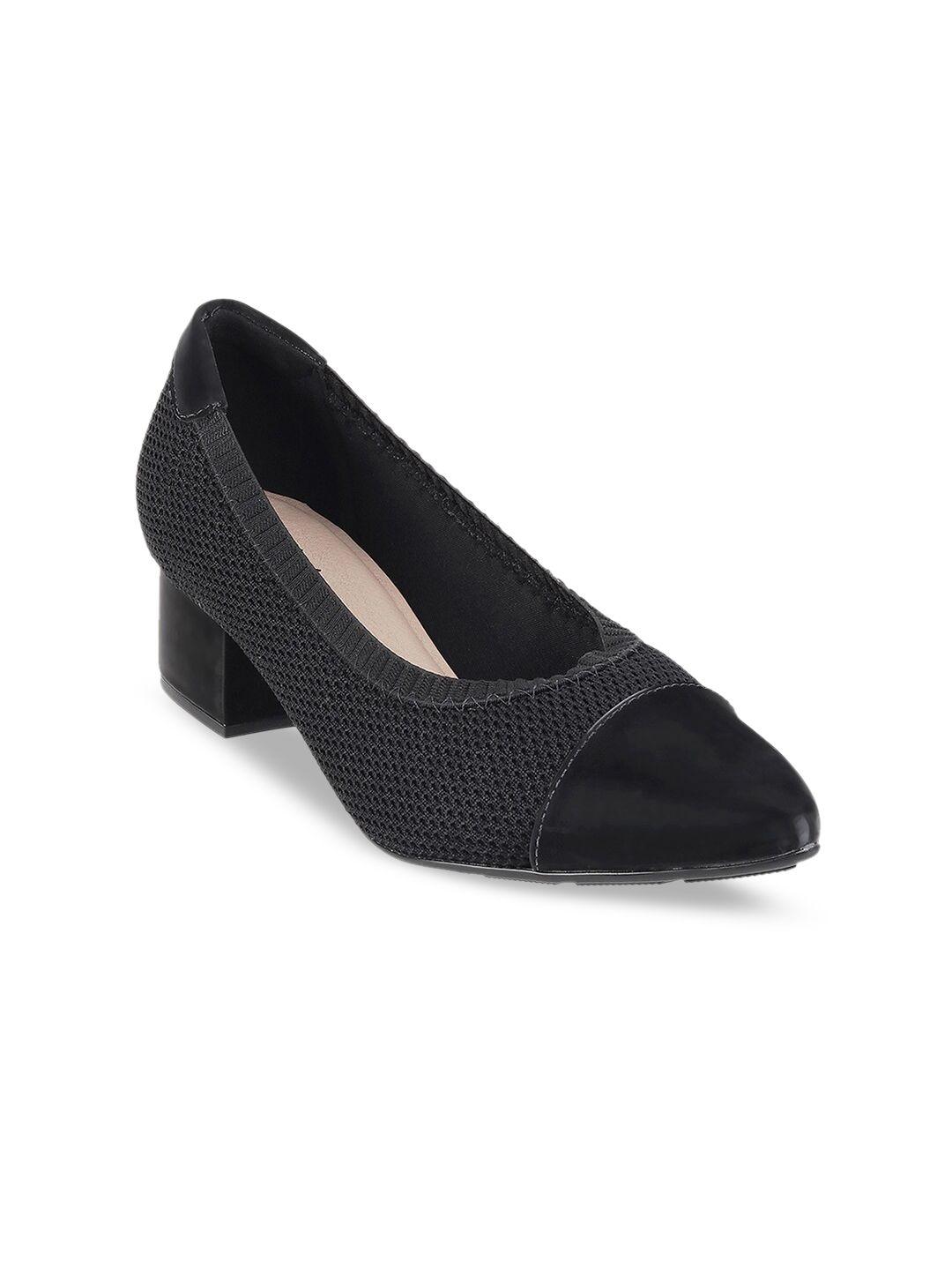 davinchi women black textured block pumps