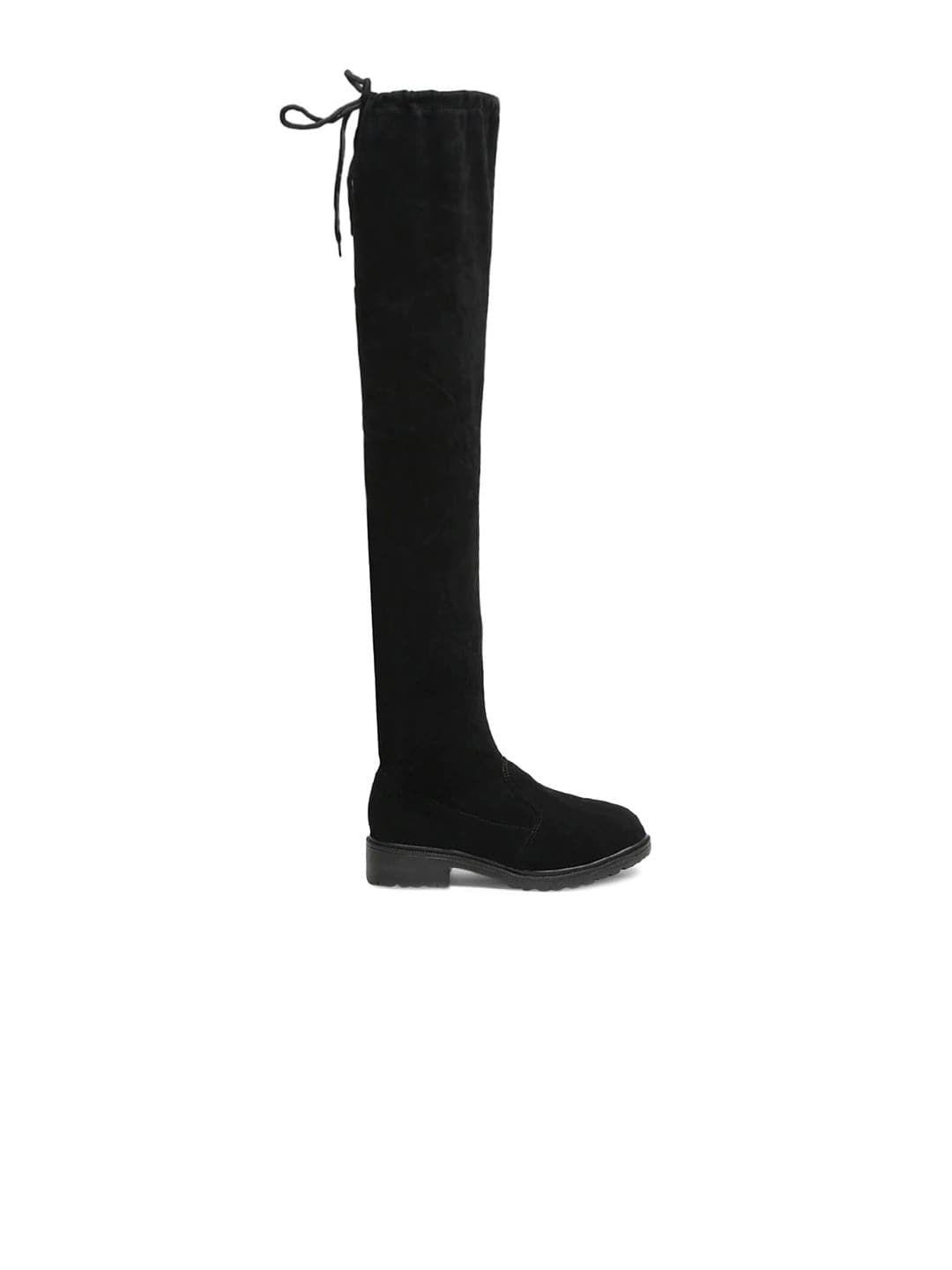 twin toes women black heeled winter boots