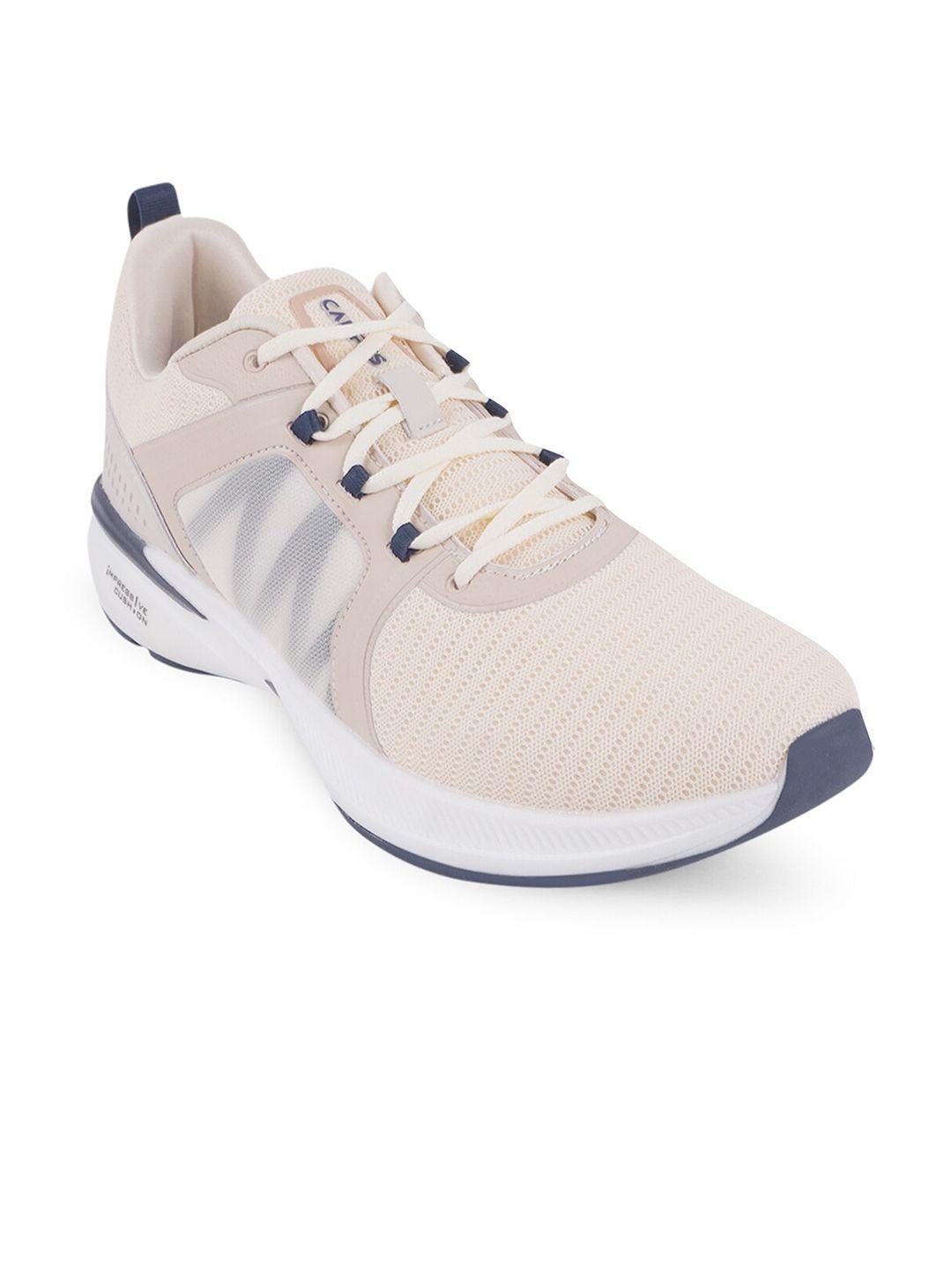 campus men cream-coloured mesh running shoes