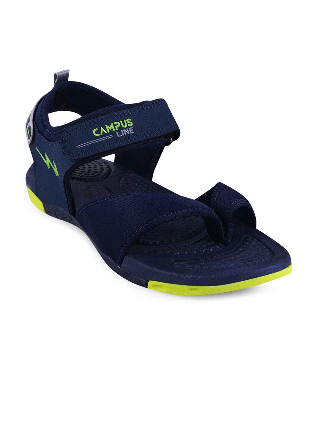 campus men navy blue solid velcro sports sandals