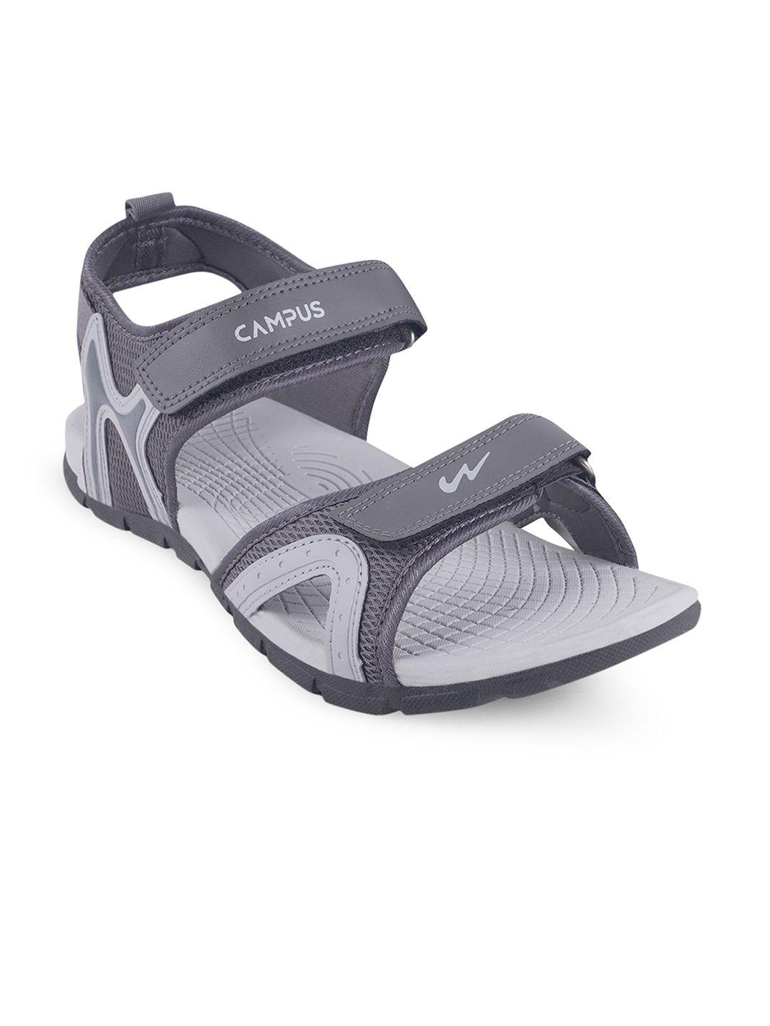 campus men grey solid sports sandals