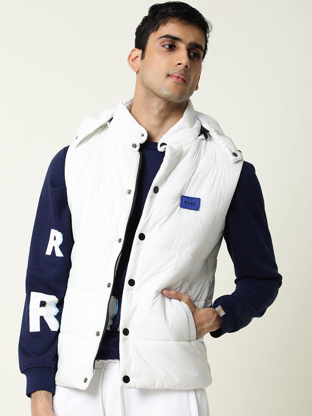 rare rabbit men white solid padded jacket