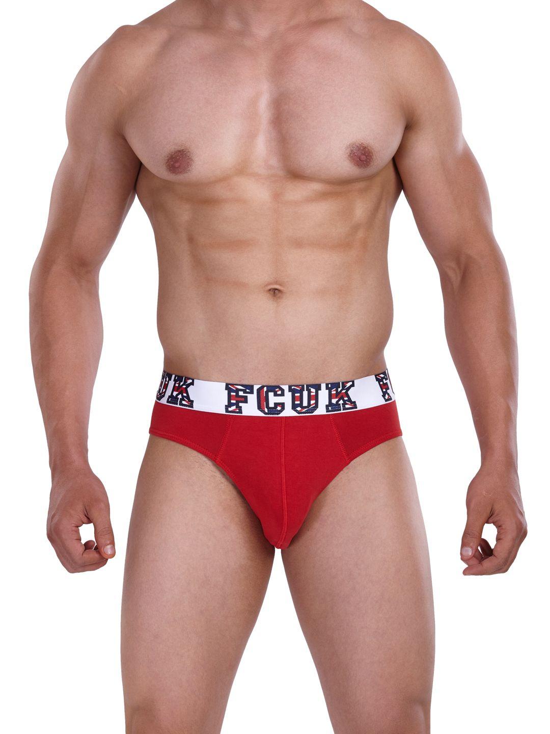 fcuk men red solid england hip briefs cbr07