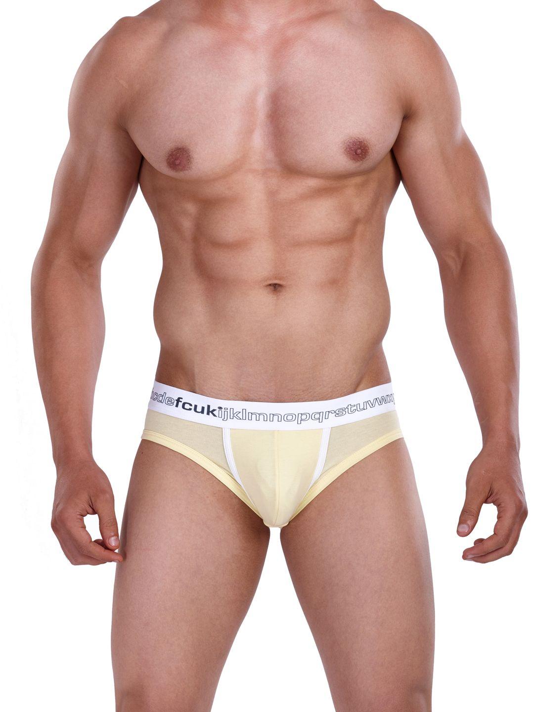 fcuk men yellow printed attitude low-rise briefs cbr10