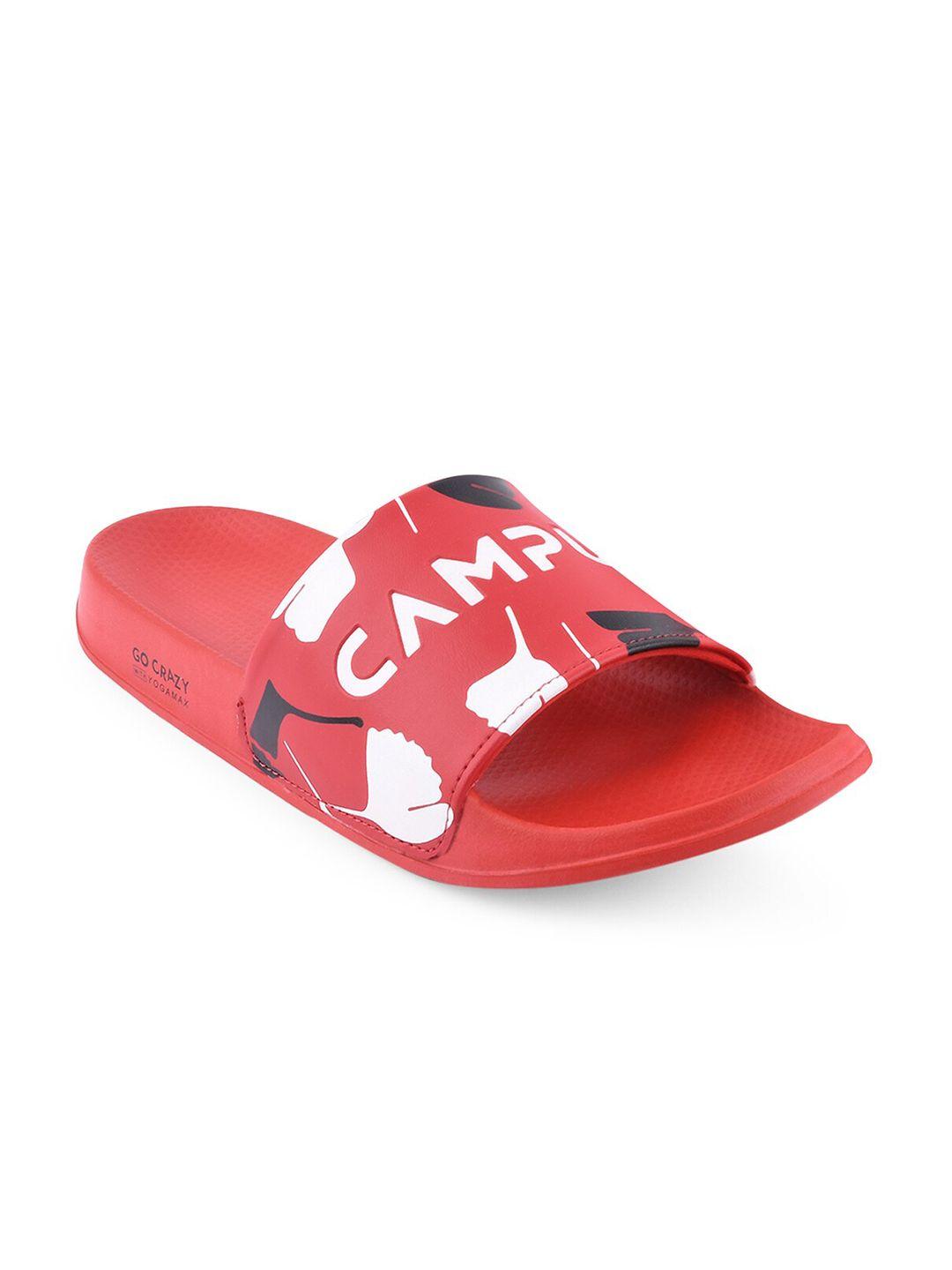 campus men red & white printed sliders