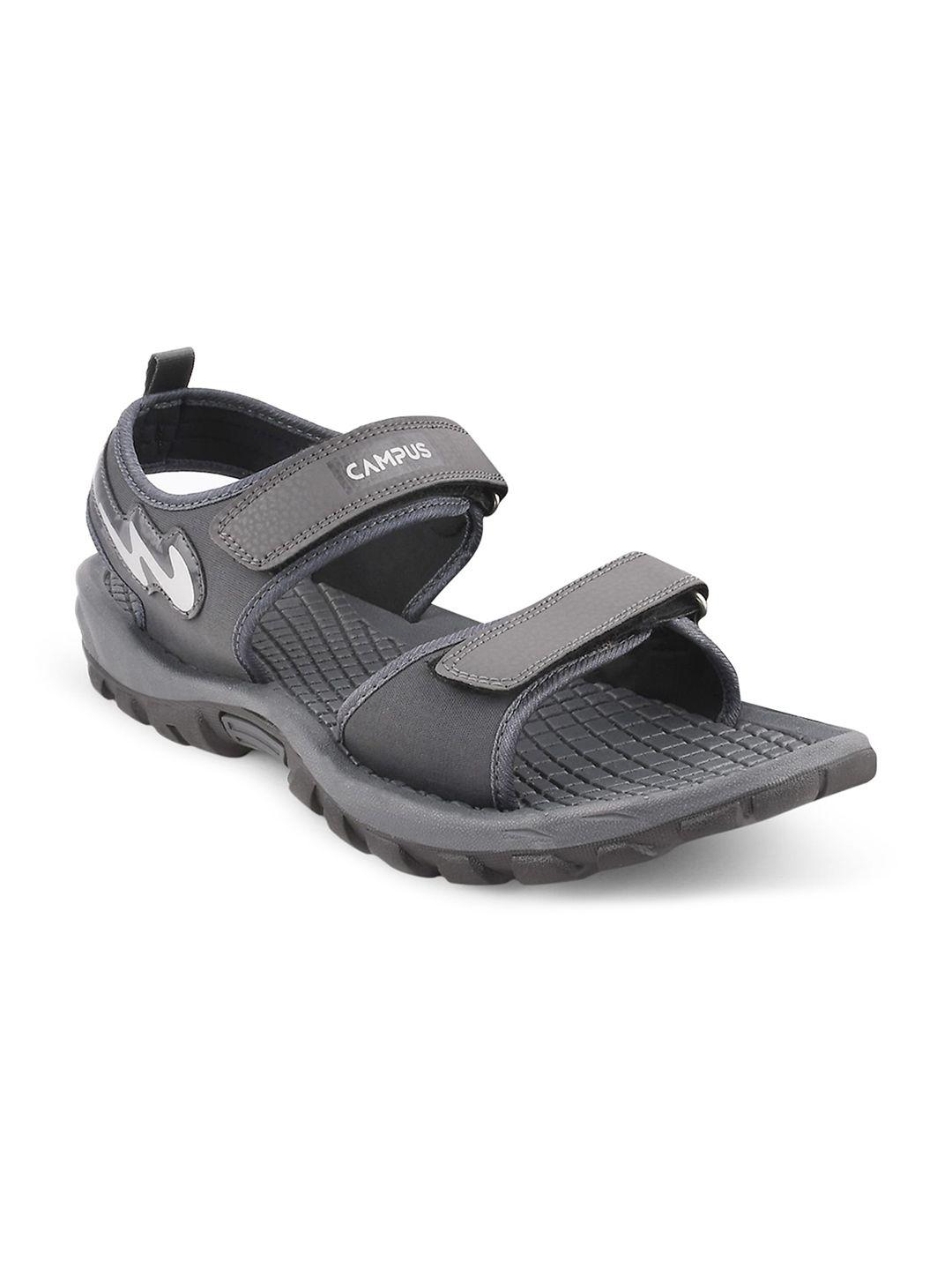 campus men grey solid synthetic sports sandals