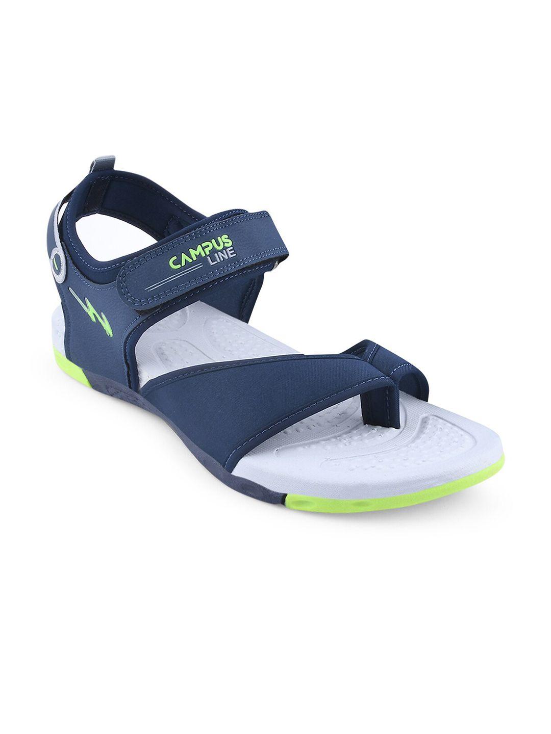 campus men blue solid synthetic sports sandals