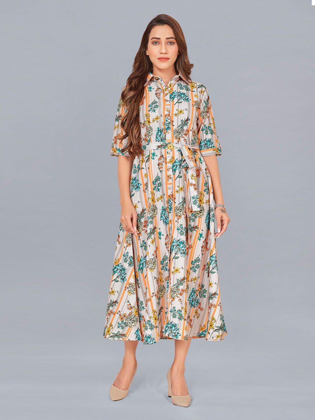 fashion dream women multicoloured floral printed midi dress