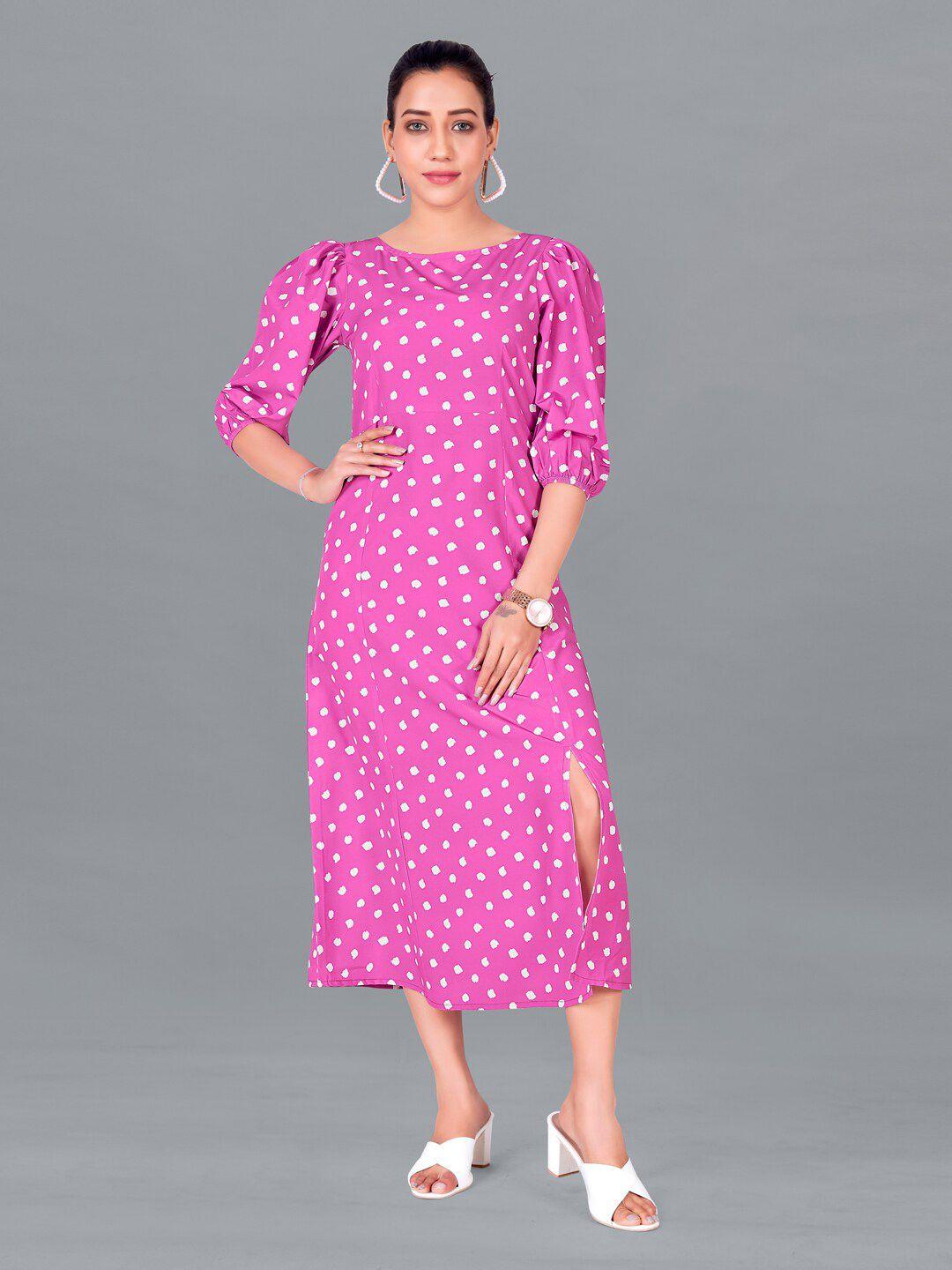 fashion dream women mauve printed a-line midi dress