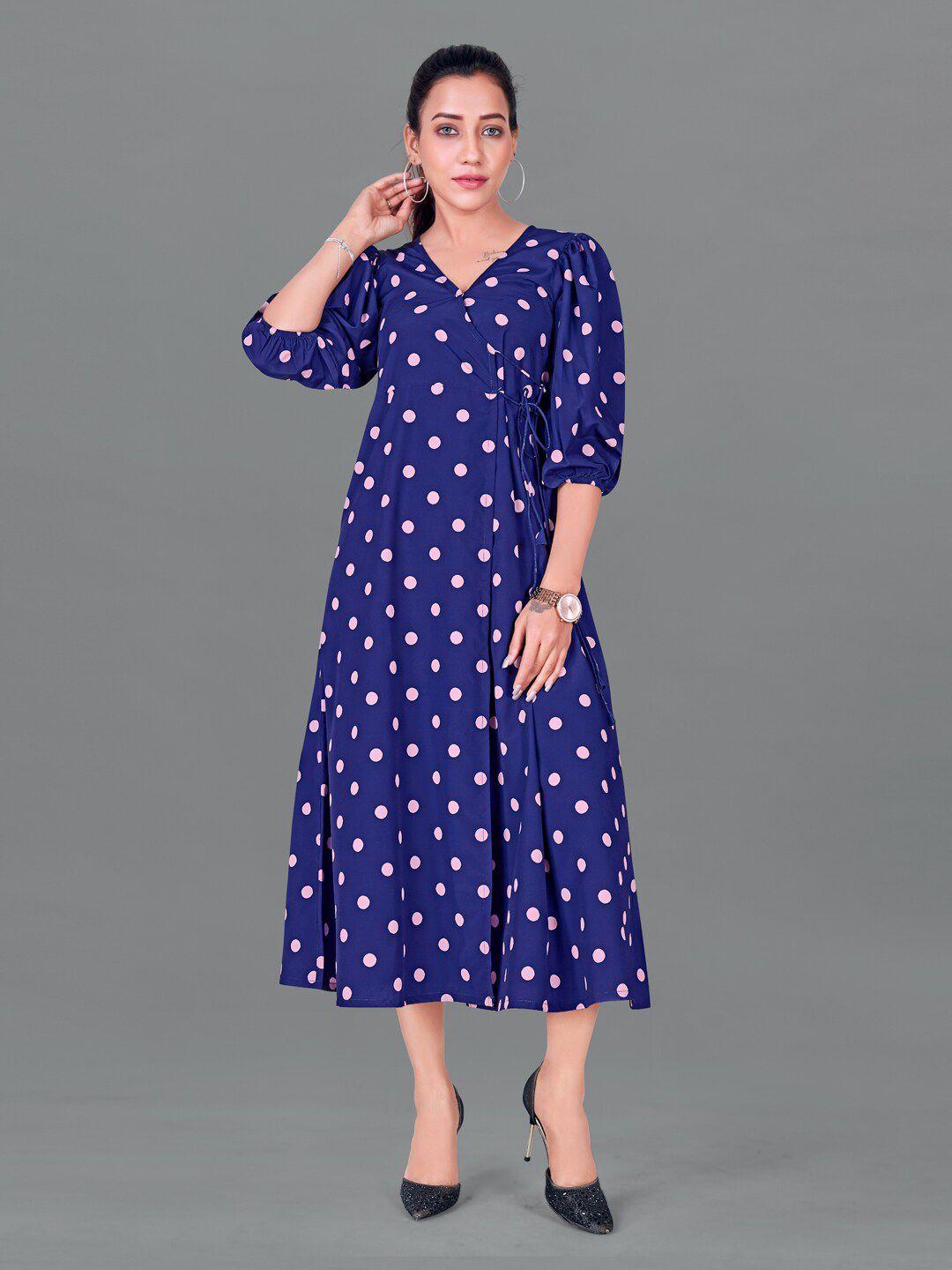 fashion dream women navy blue a-line midi dress