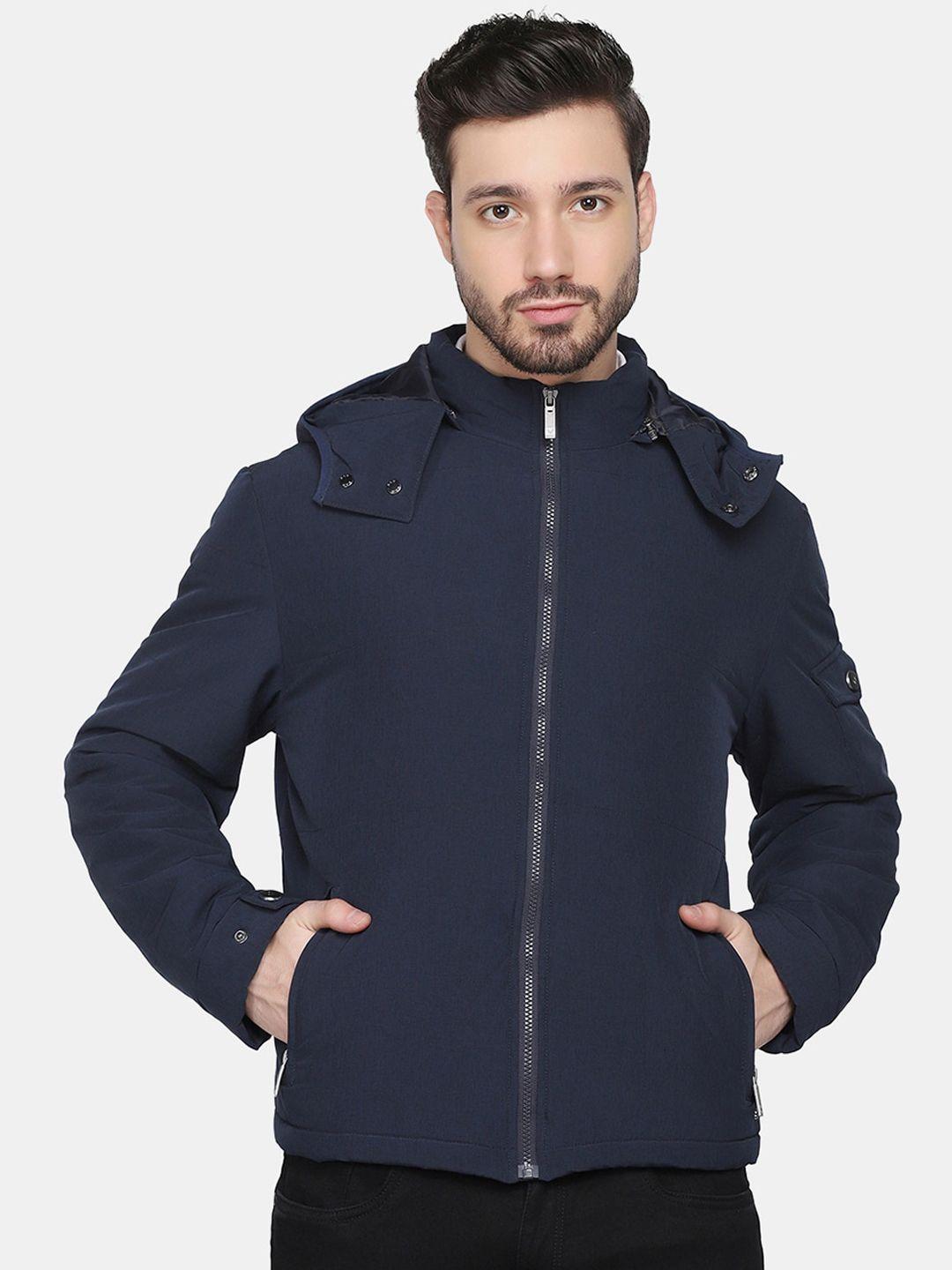 blackberrys men navy blue solid puffer jacket