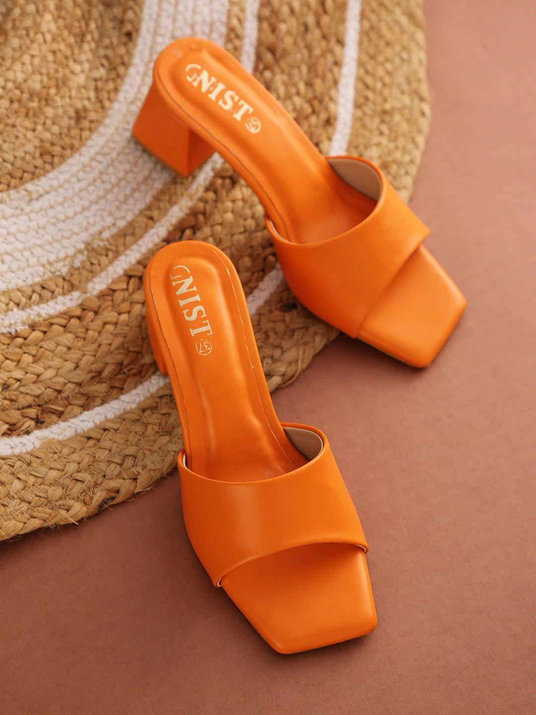 gnist orange block mules