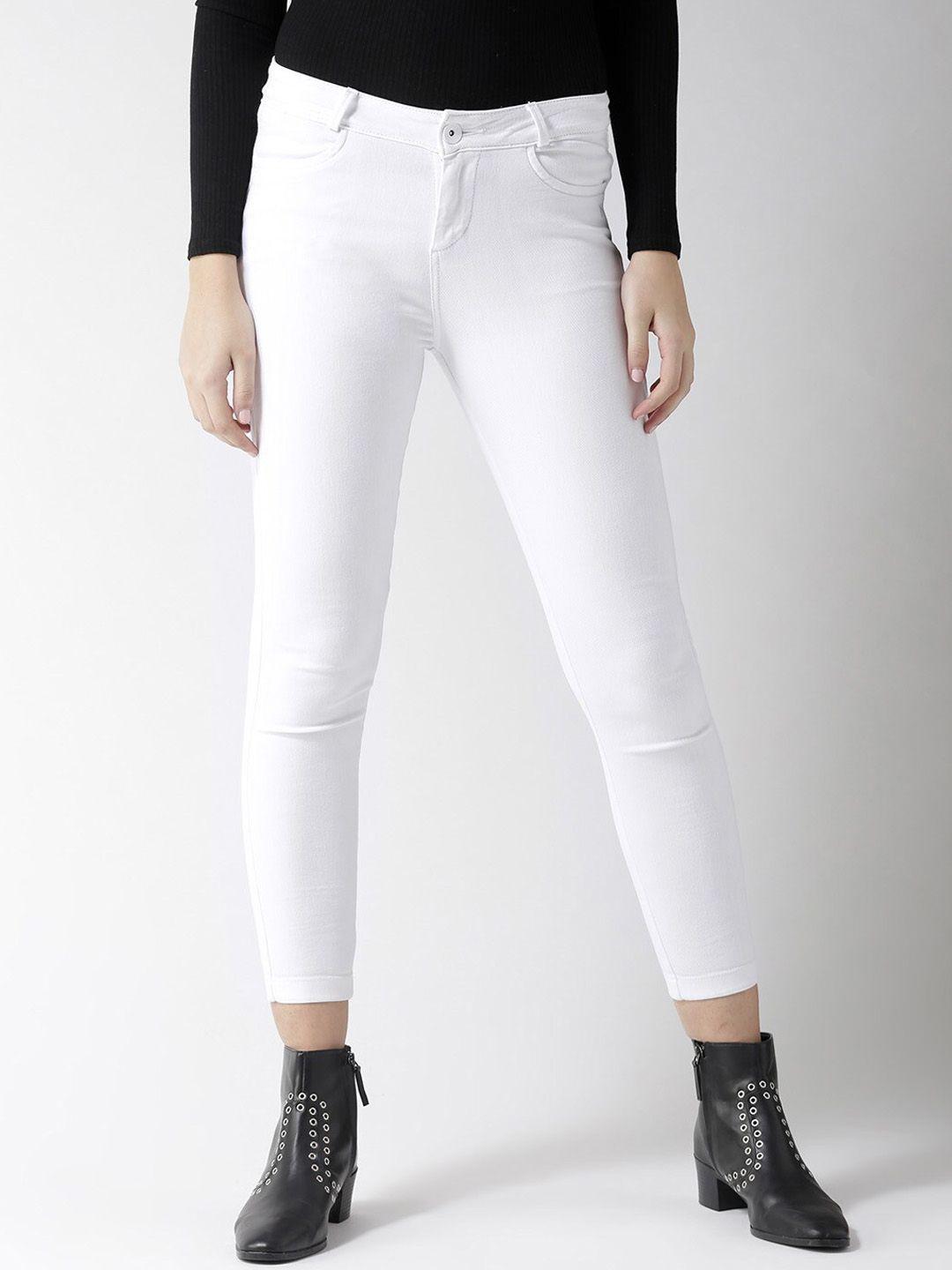 xpose women white comfort skinny fit high-rise stretchable jeans