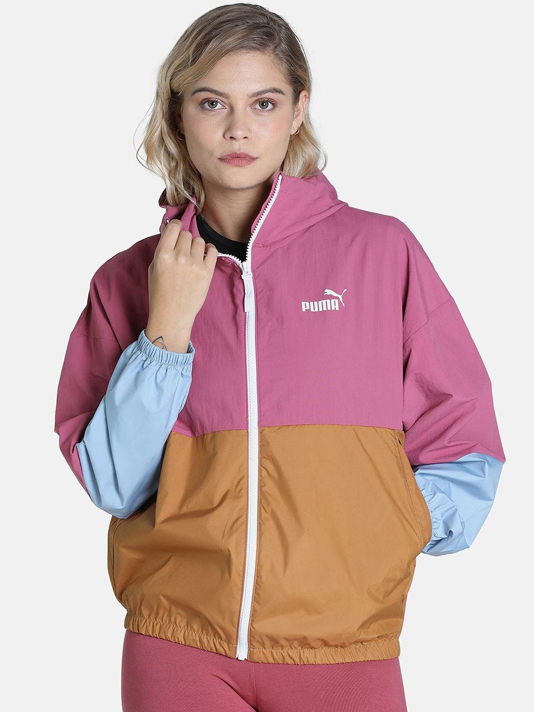 puma women purple blue colourblock windbreaker women