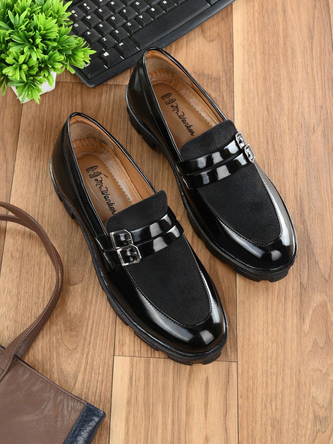 mr.wonker men black solid formal loafers