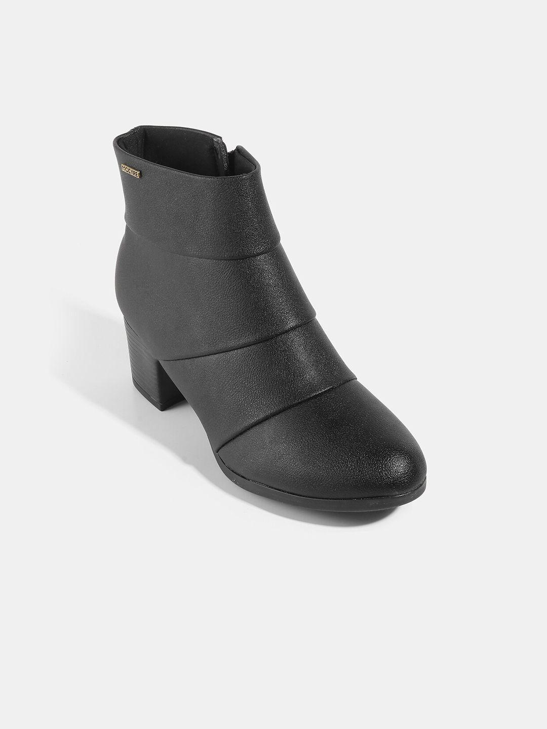 modare women black solid high-top chelsea boots