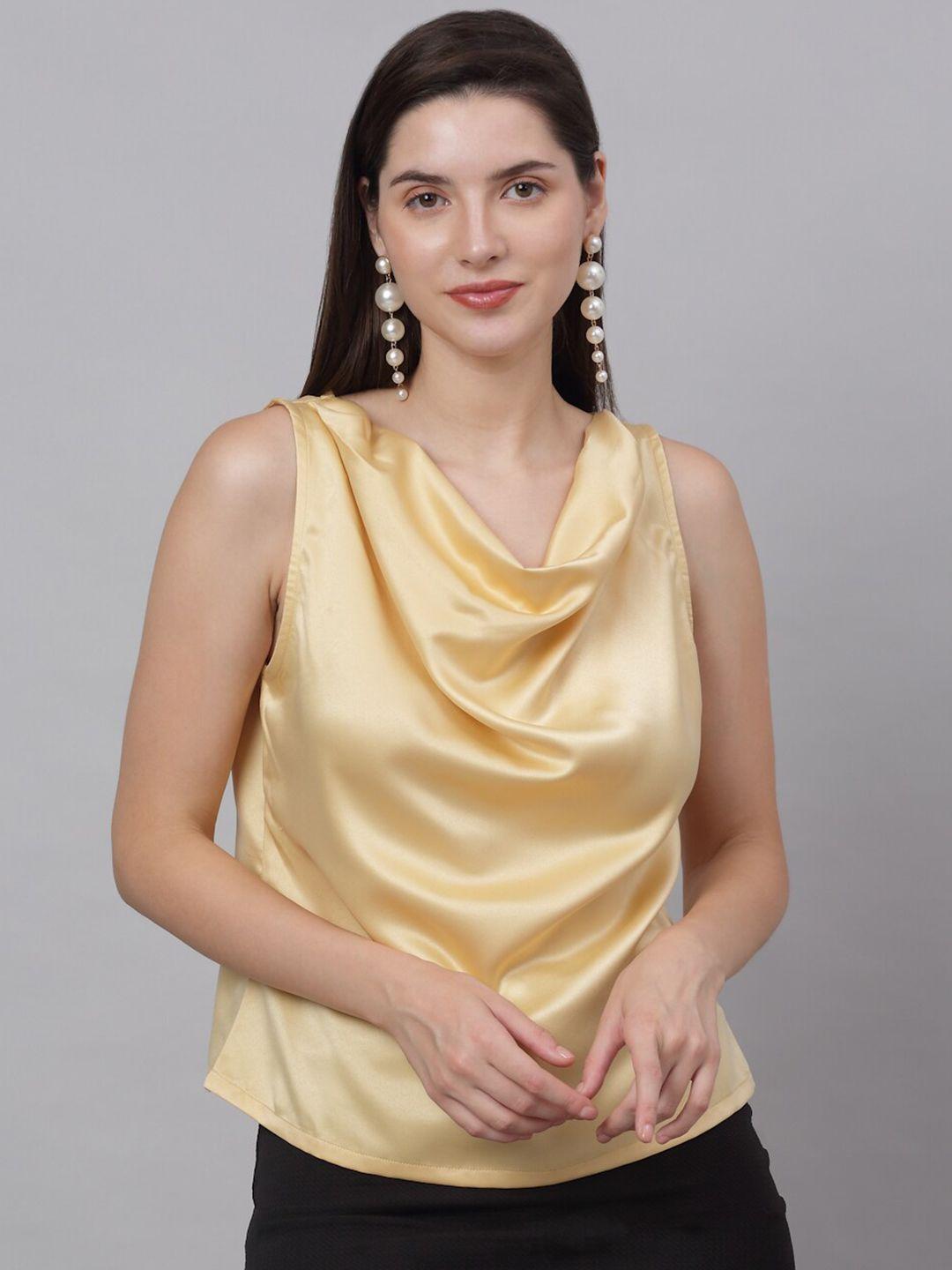 neudis gold-toned cowl neck sheen satin top