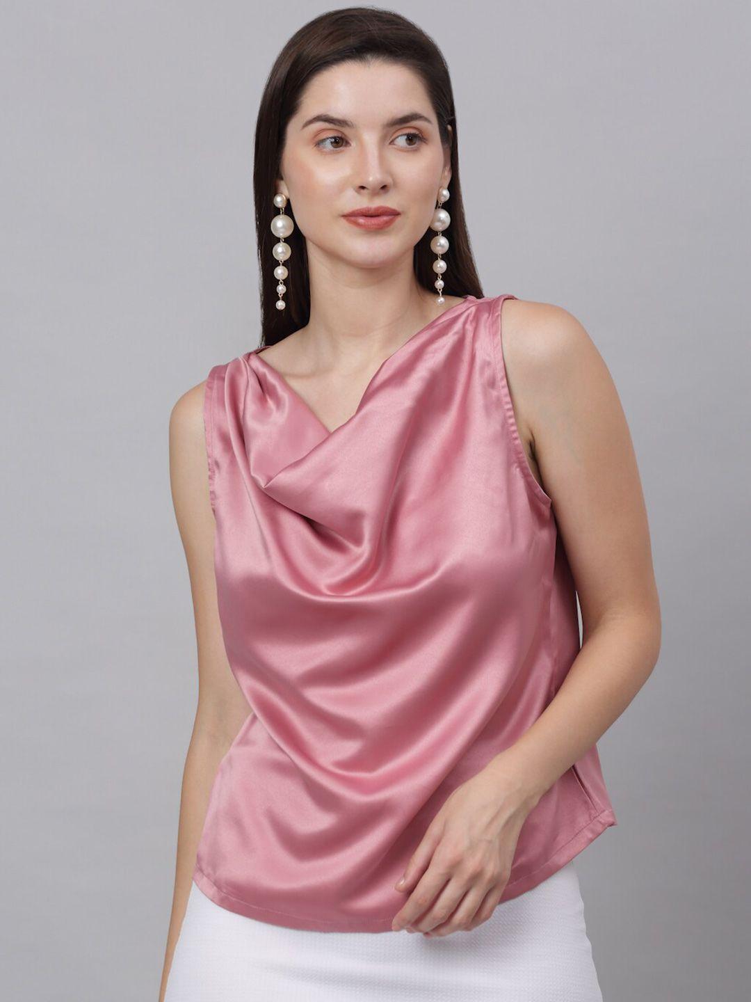 neudis pink cowl neck sheen satin top