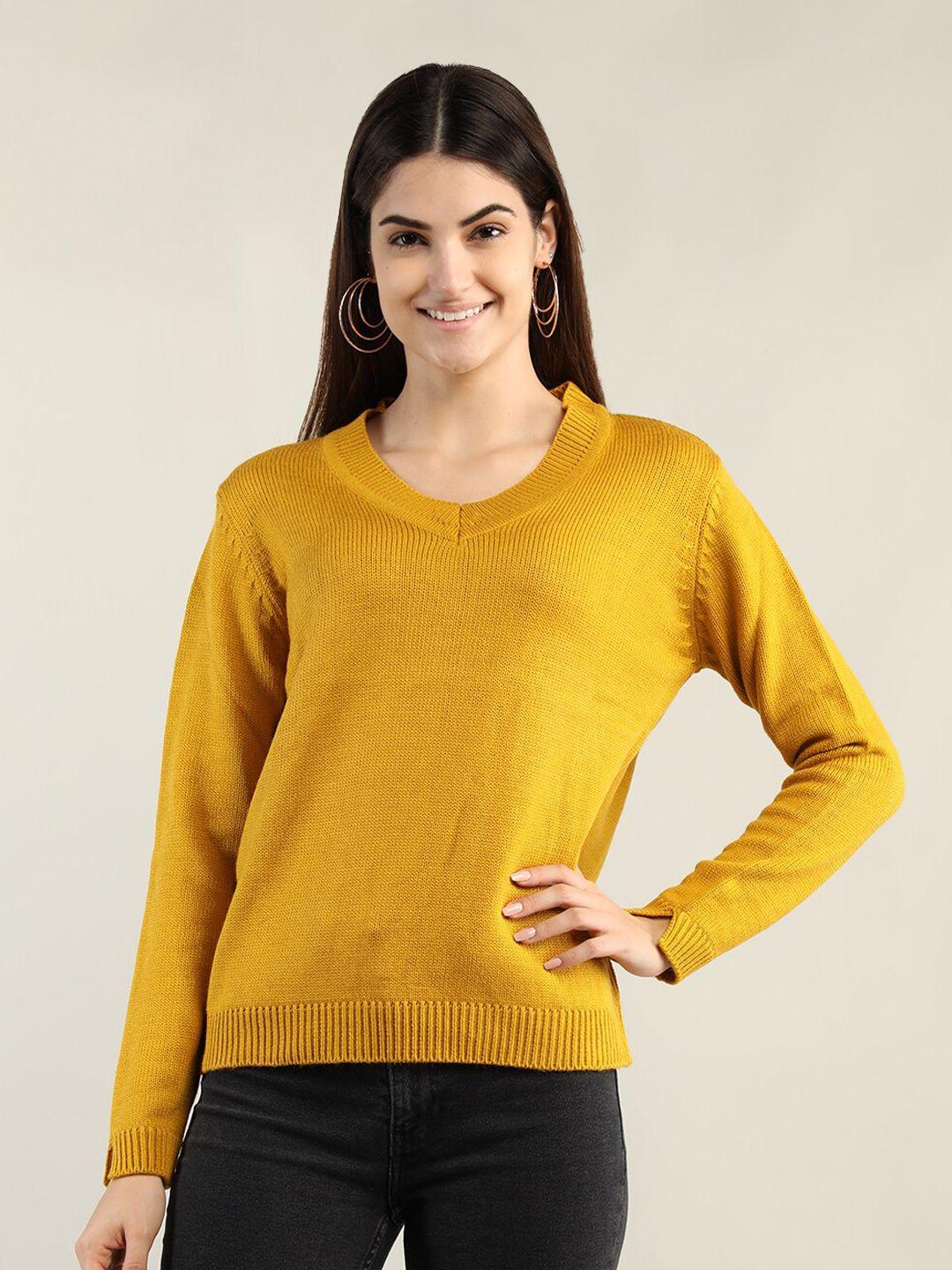 chkokko women yellow ribbed pullover