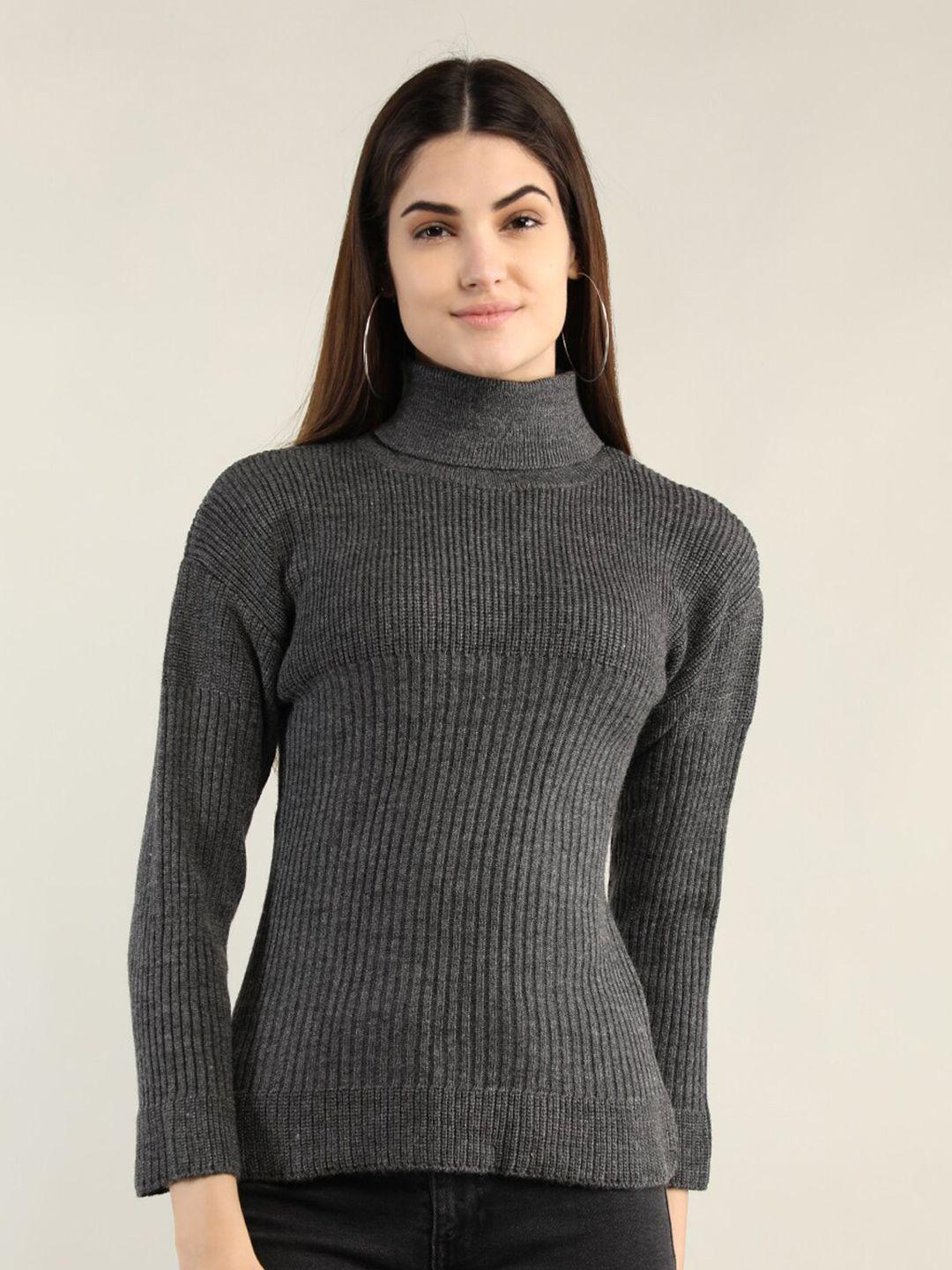 chkokko women grey ribbed pullover