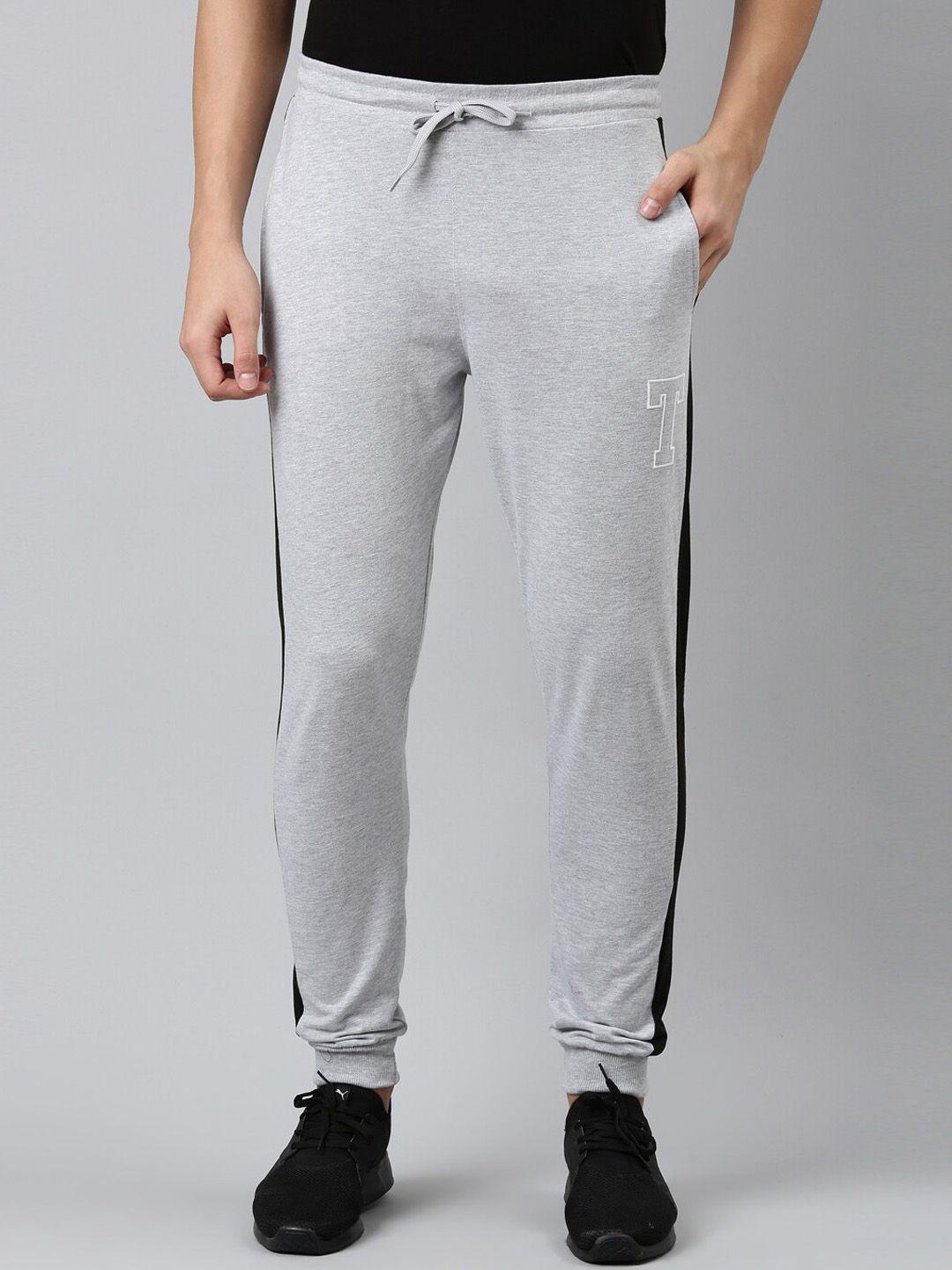 dixcy scott men grey melange solid cotton joggers