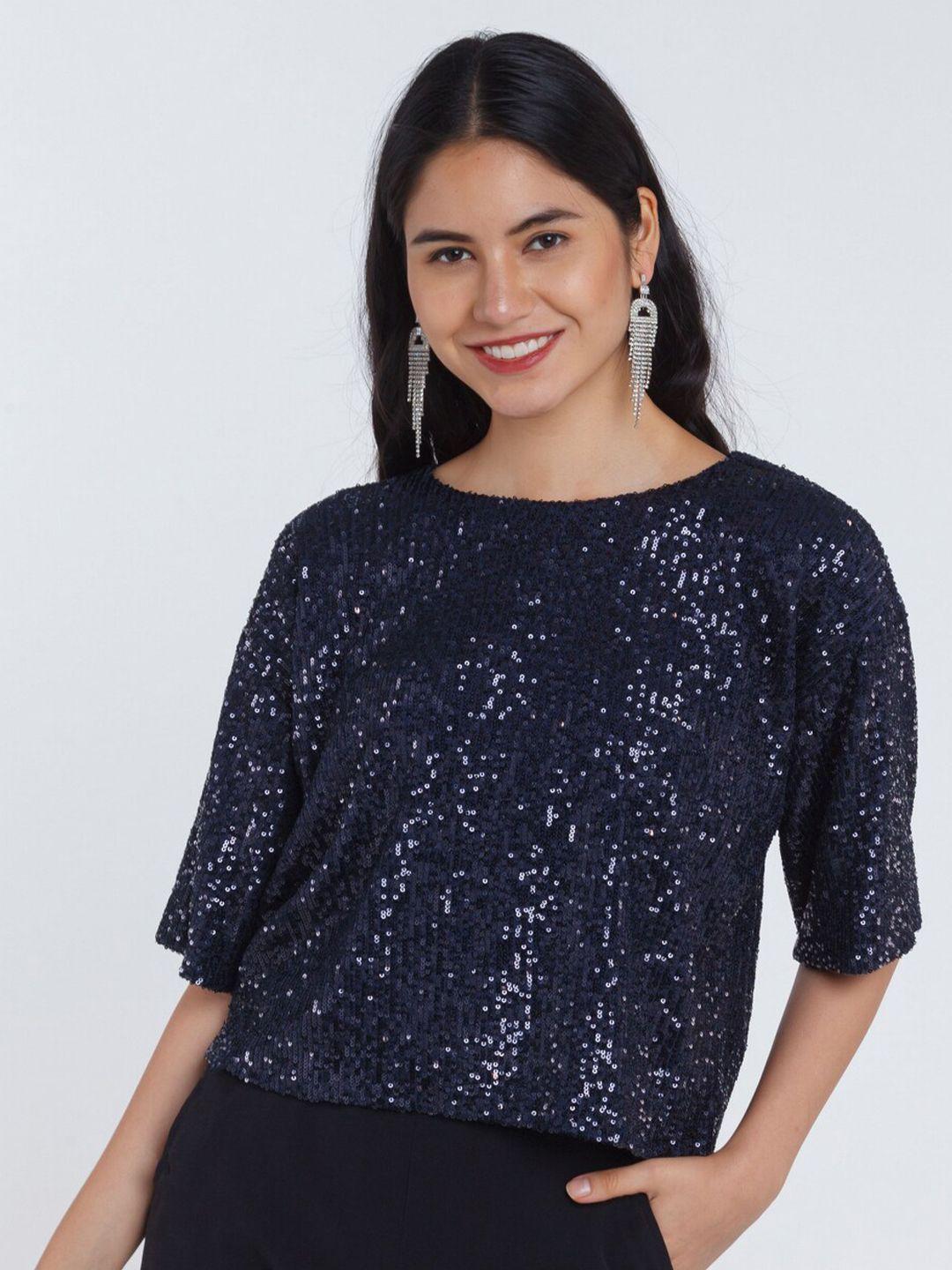 zink london women blue embellished top