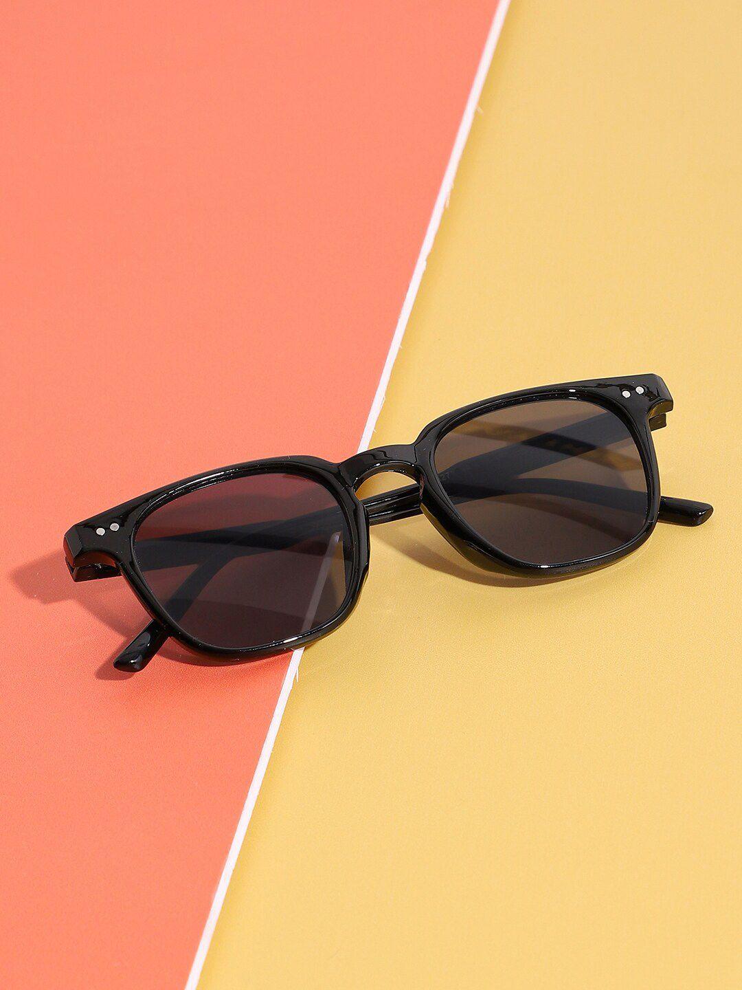 haute sauce by campus sutra unisex black lens & black wayfarer sunglasses with polarised lens