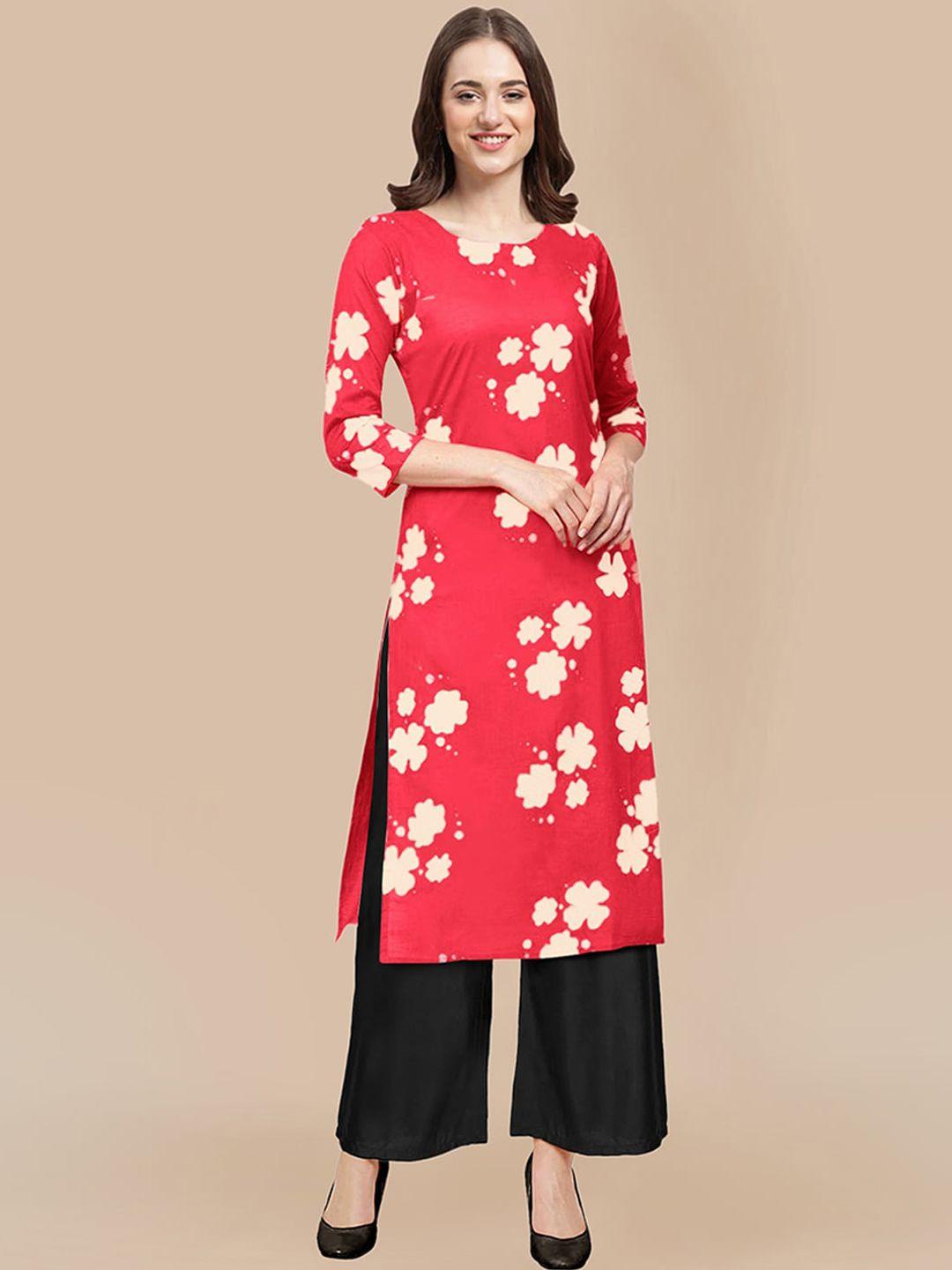 kalini women red printed silk crepe kurta with palazzos