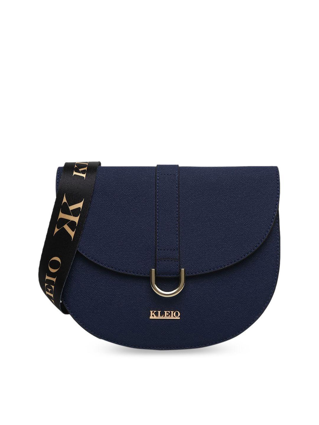 kleio navy blue pu half moon sling bag