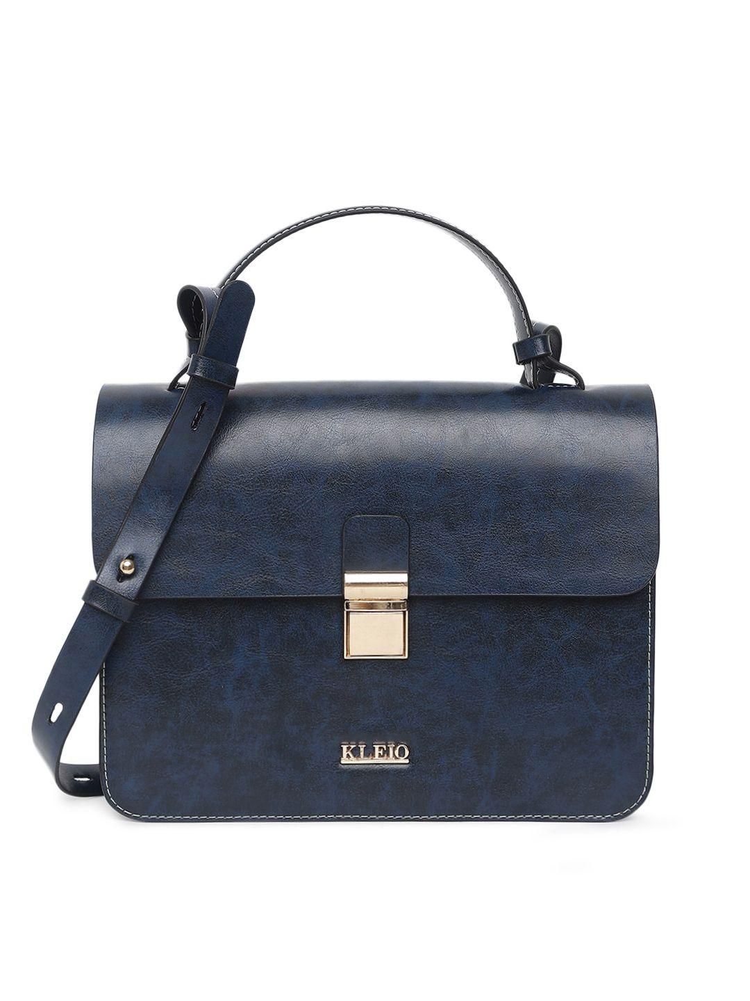 kleio navy blue pu swagger satchel handbag