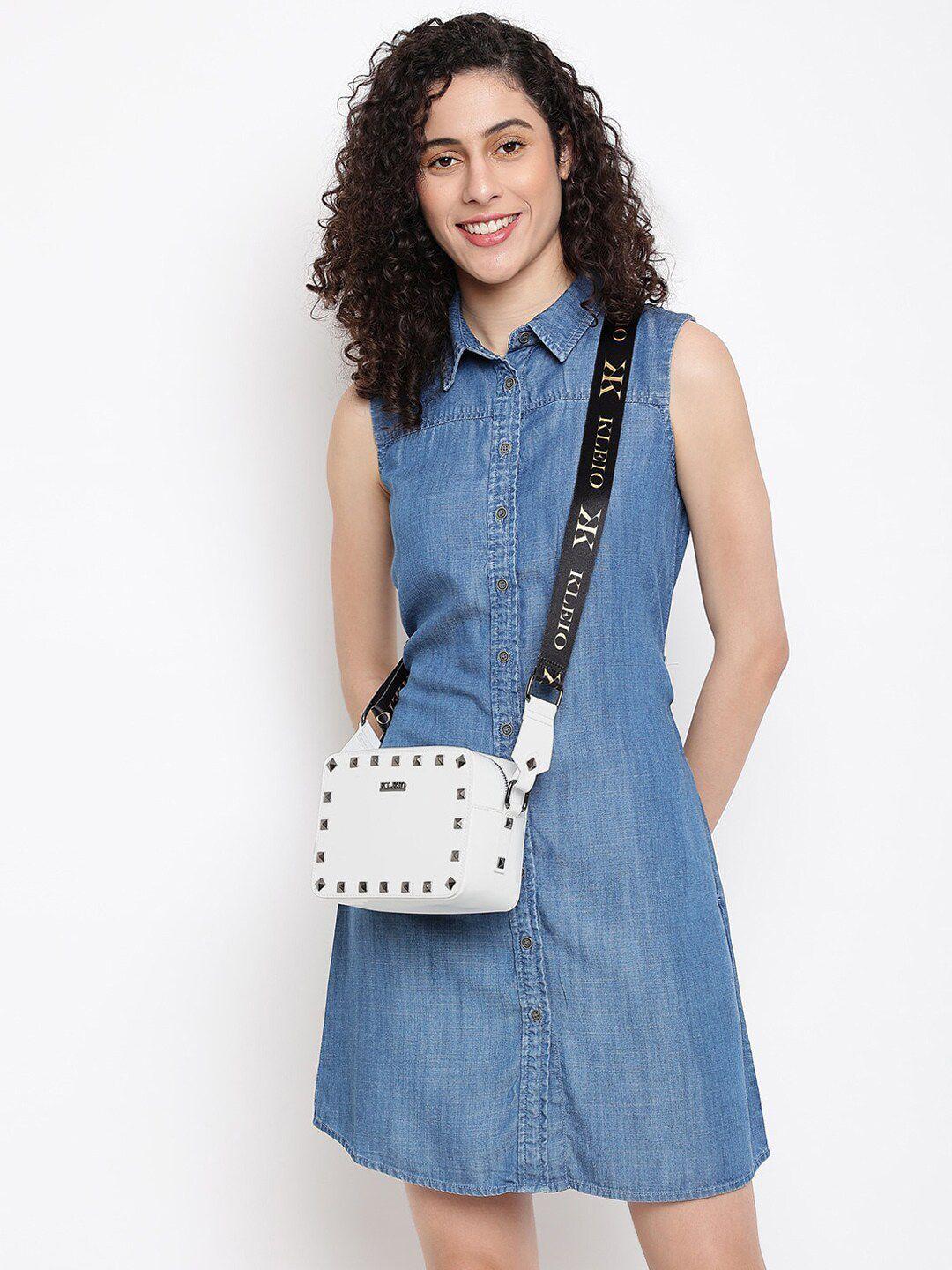 kleio square structured studded sling bag