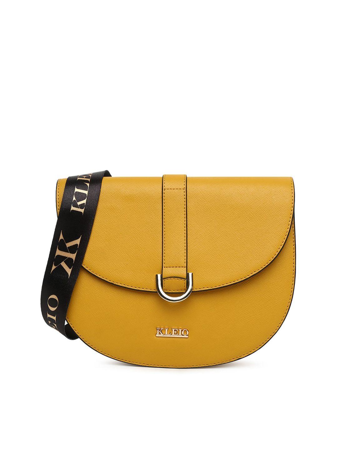 kleio mustard pu half moon sling bag