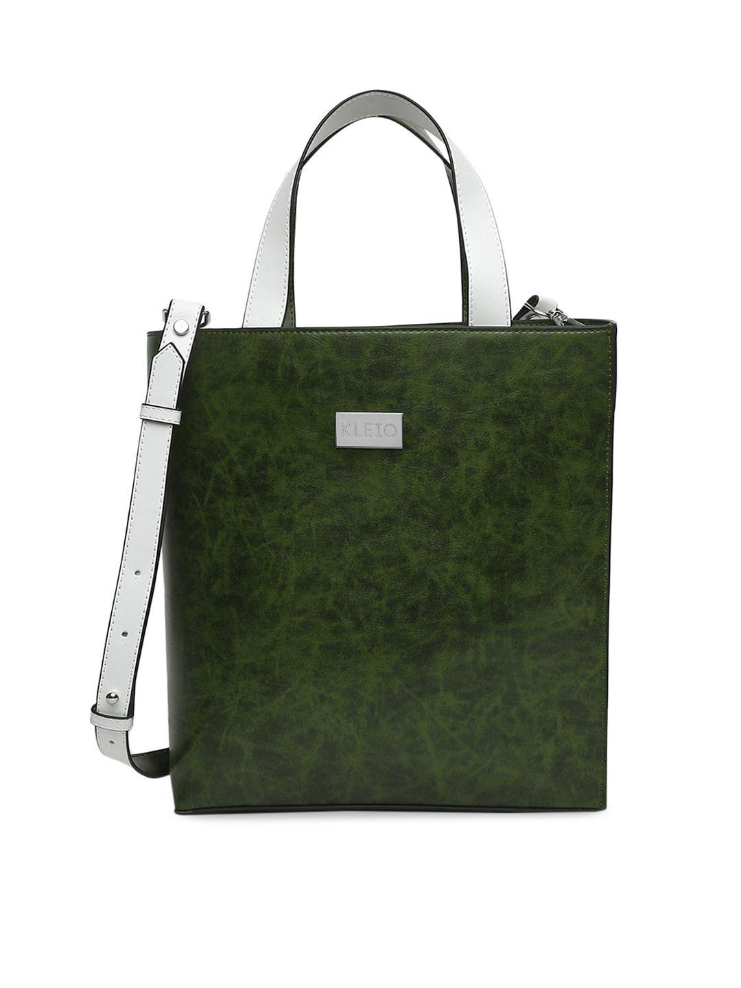 kleio olive green pu structured handheld bag