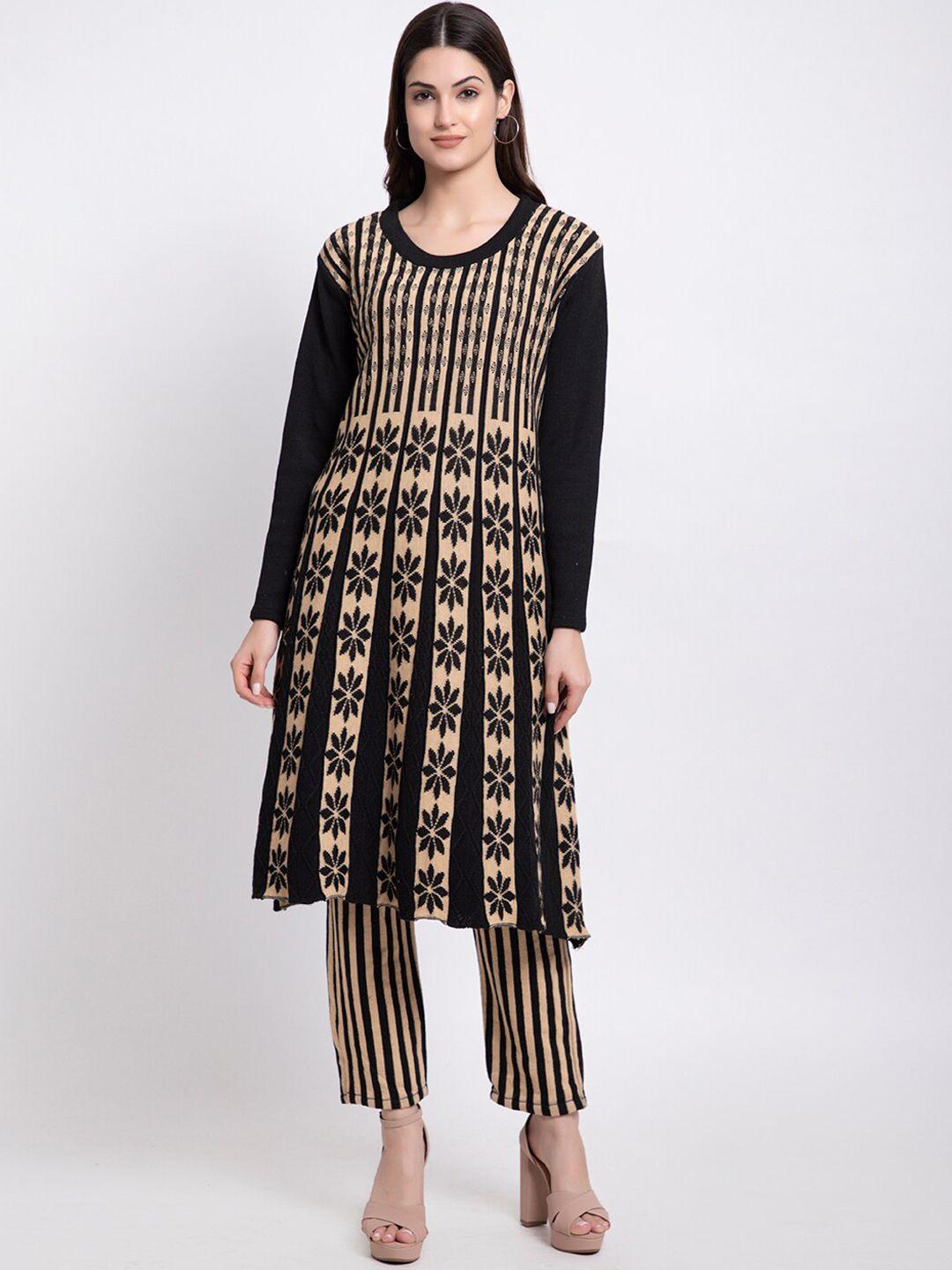 tysort women black striped kurta with trousers