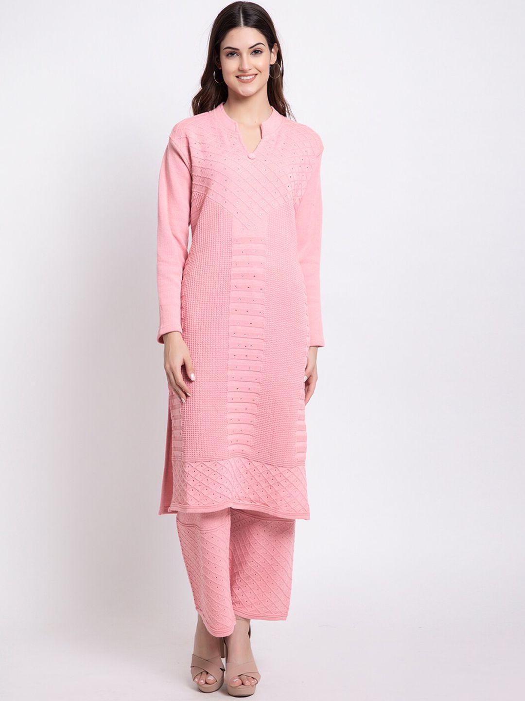 tysort women pink beads and stones kurta with palazzos