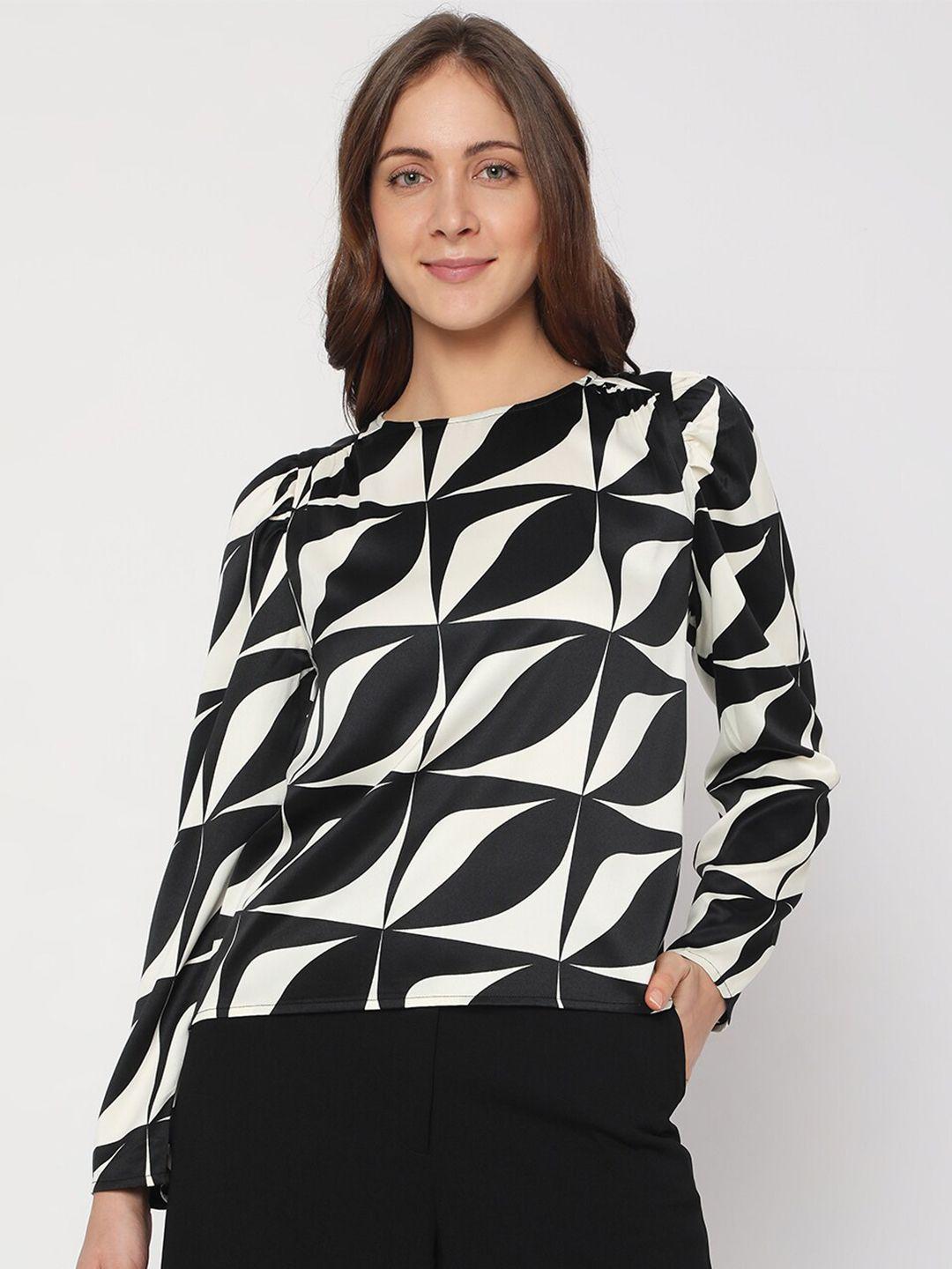 vero moda black geometric print top