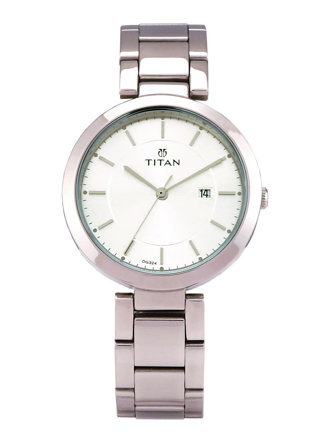 titan women white analogue watch 2480sm07