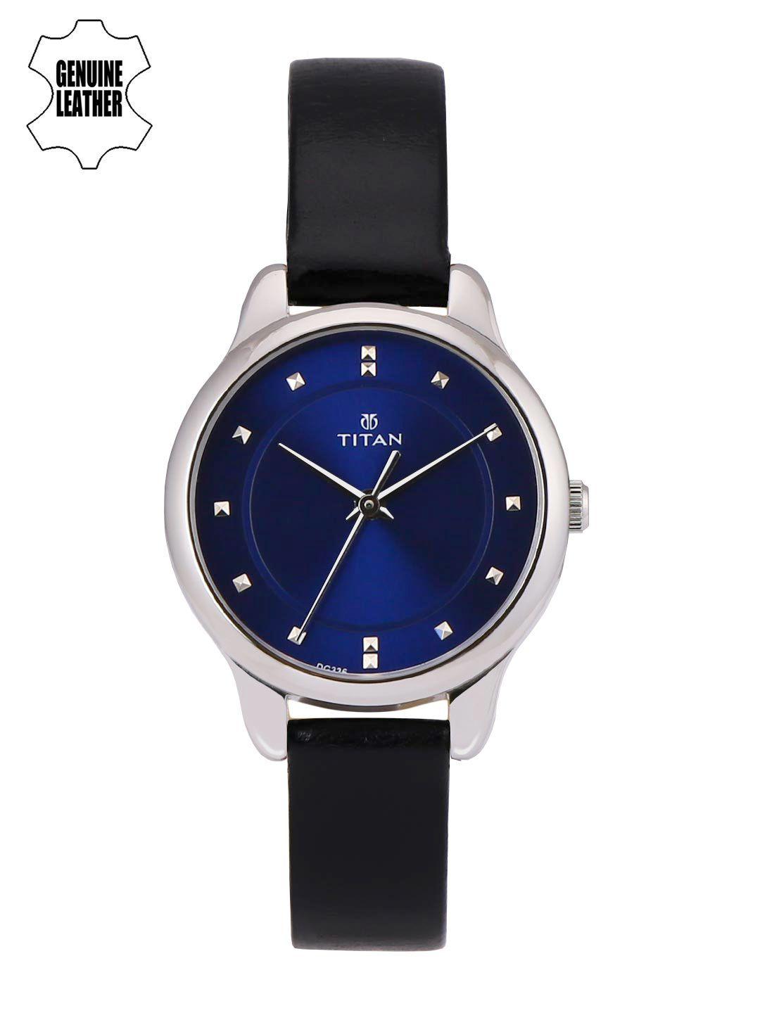 titan women navy blue analogue watch 2481sl08