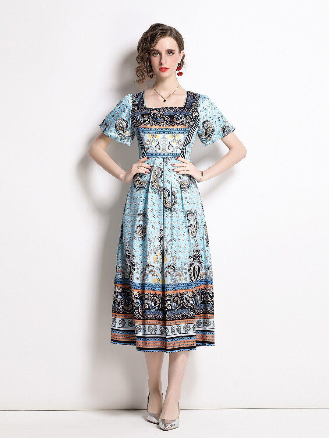 jc collection blue ethnic motifs midi dress