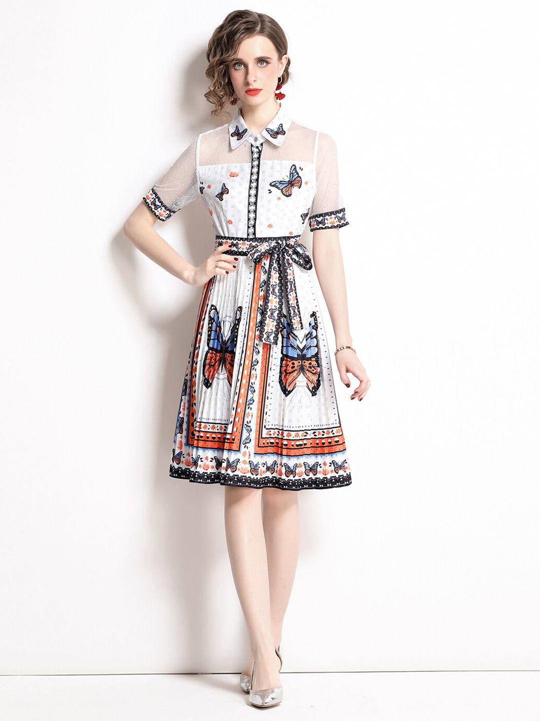 jc collection white ethnic motifs a-line dress