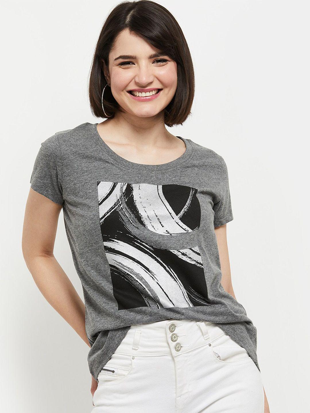 max women grey printed t-shirt