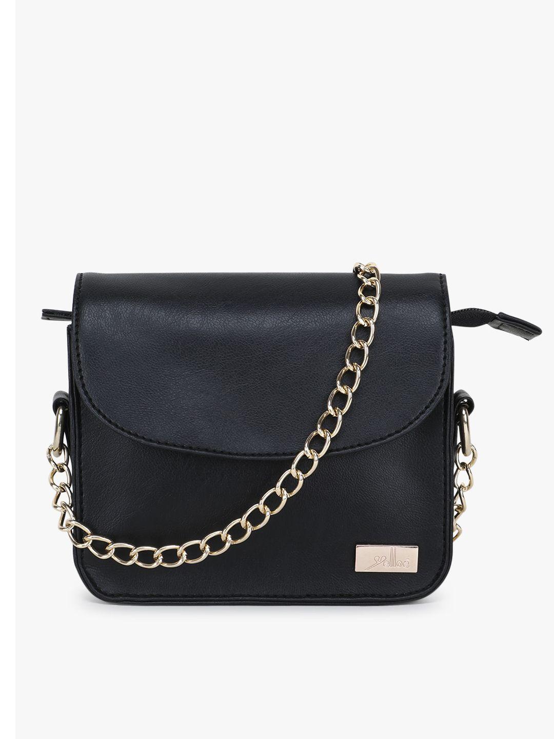 yelloe black structured sling bag