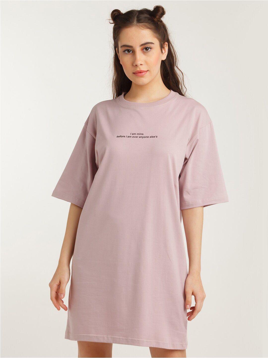 zink z women mauve solid t-shirt dress