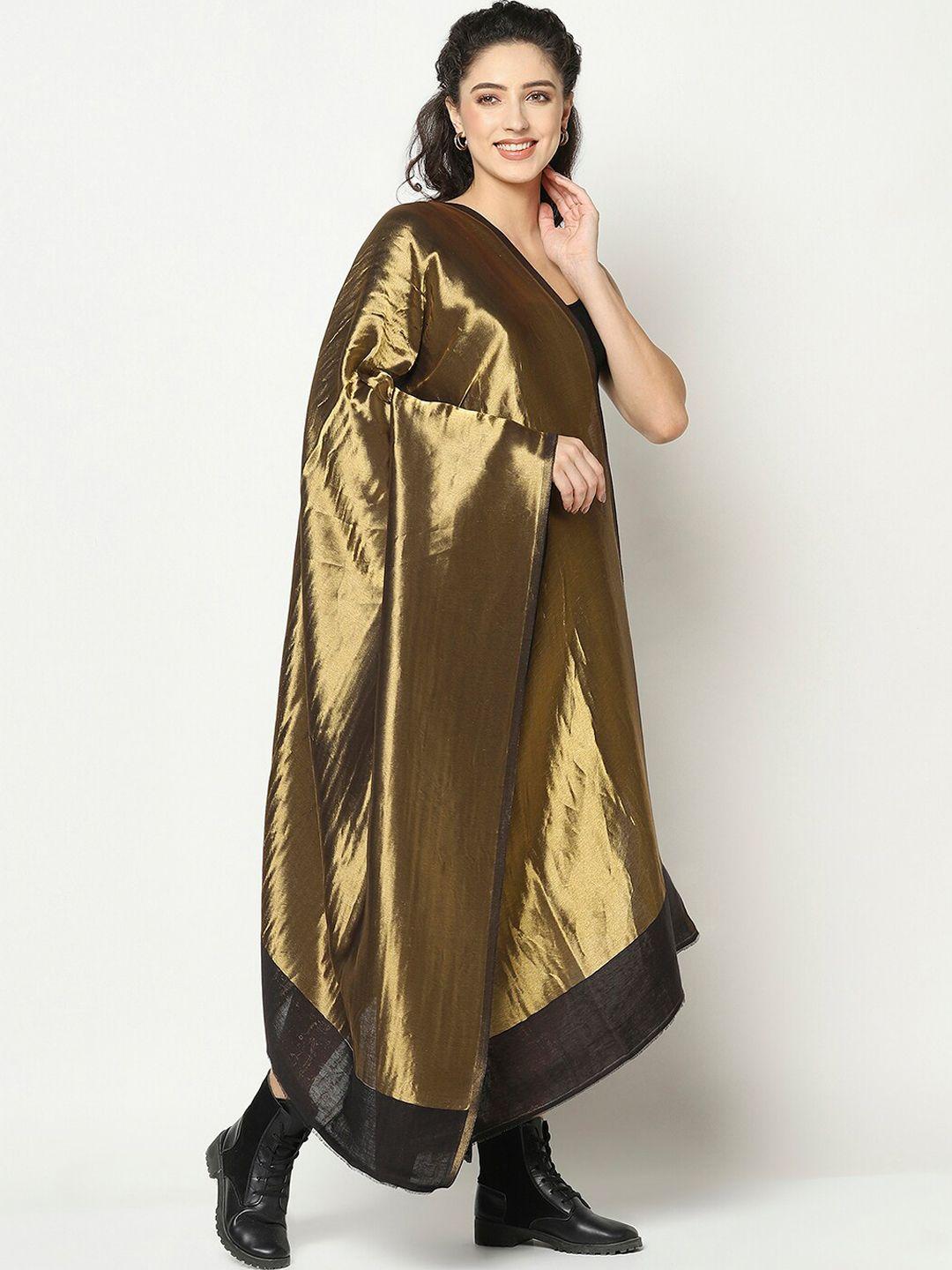 la vastraa women black & golden woven design shawl