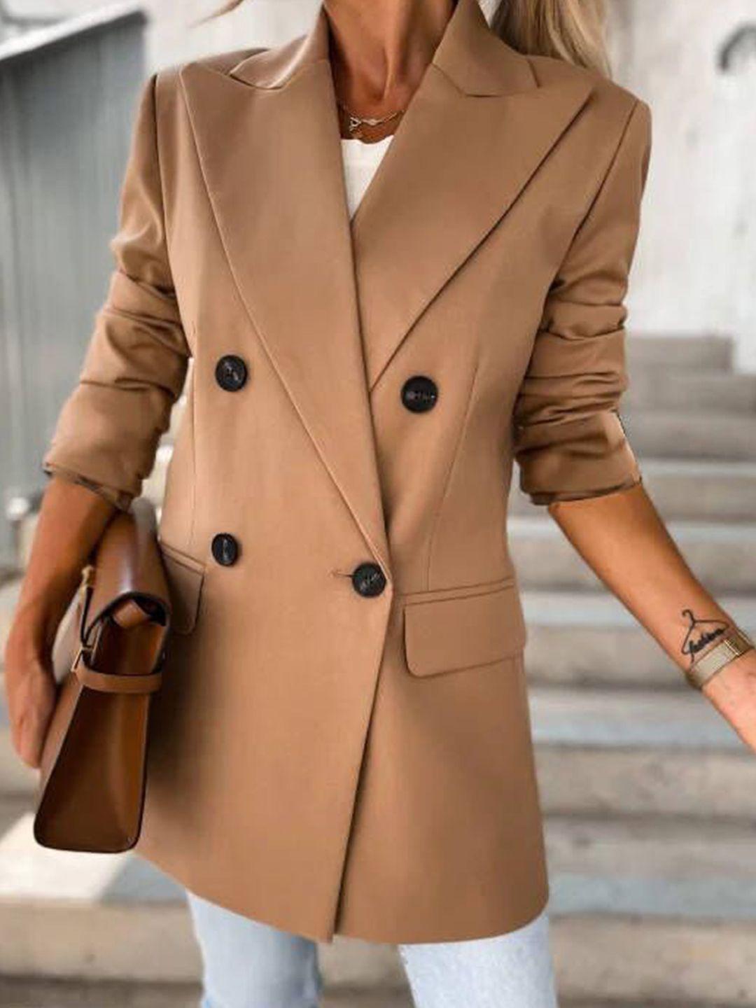 bostreet women khaki solid longline over coats