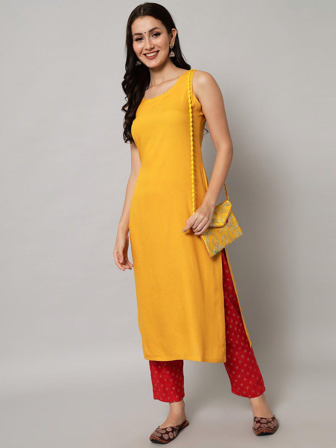 kalini women yellow kurta with trousers