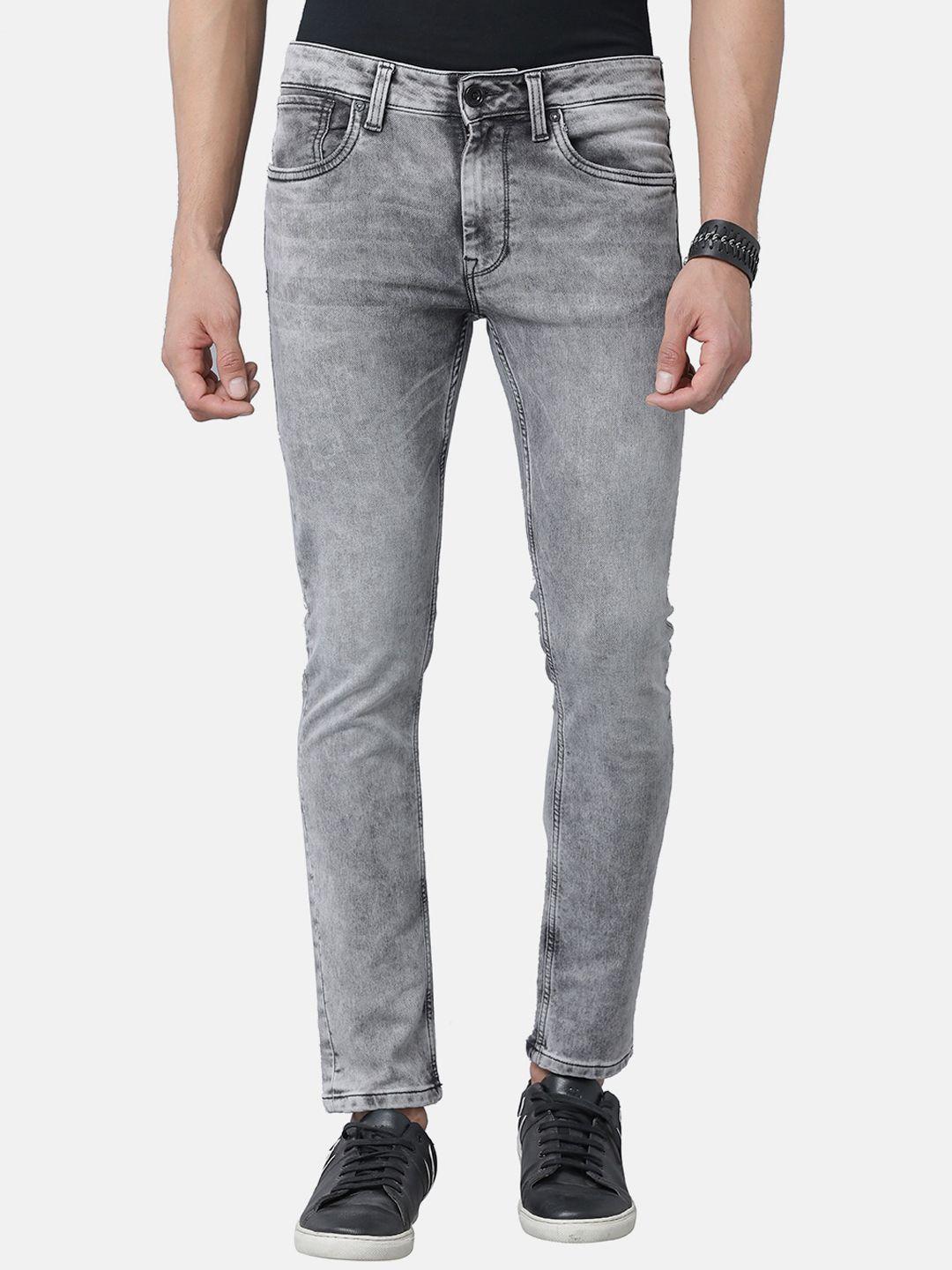 voi jeans men grey skinny fit heavy fade jeans