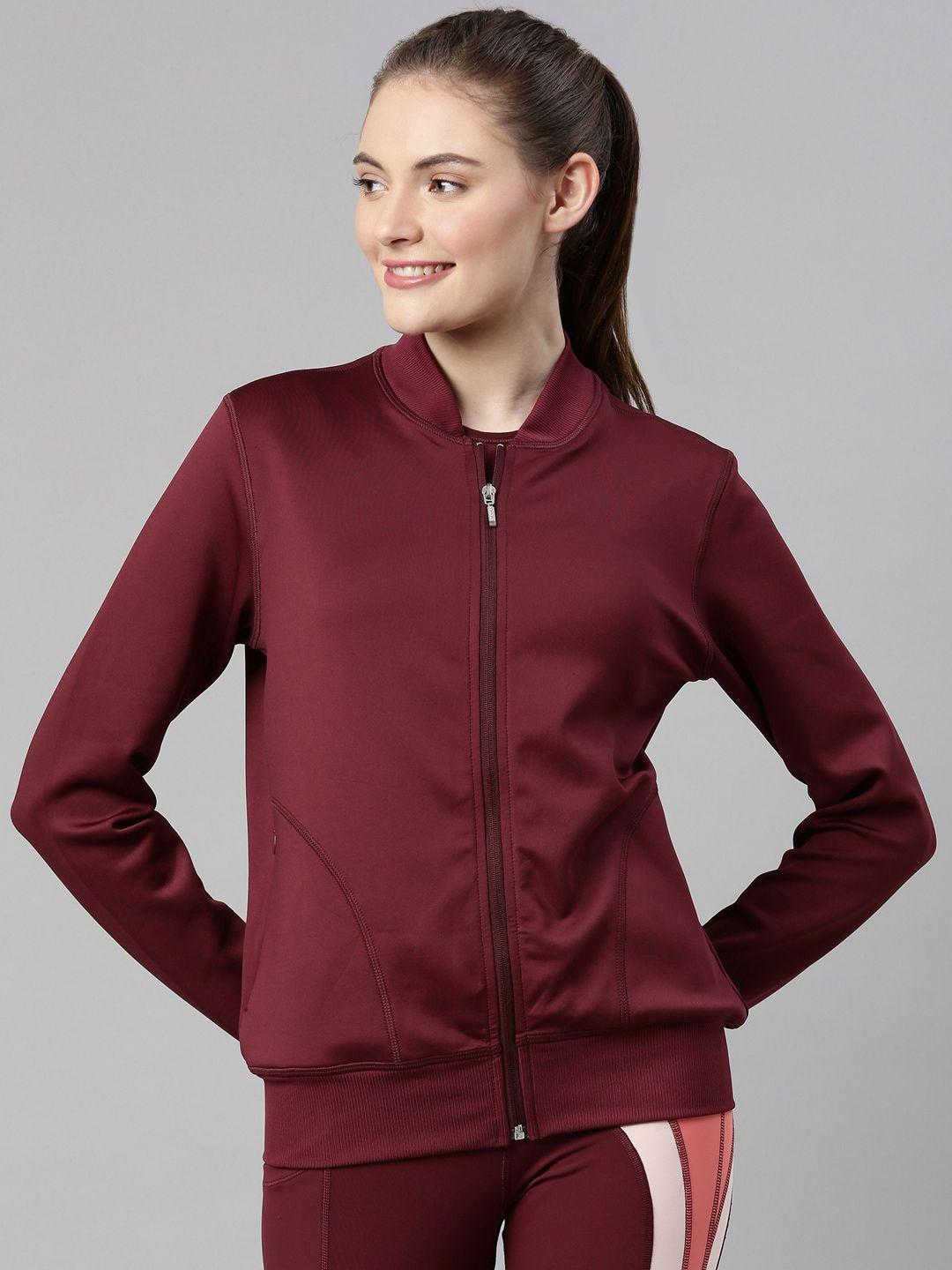 enamor women maroon lightweight antimicrobial outdoor sporty jacket